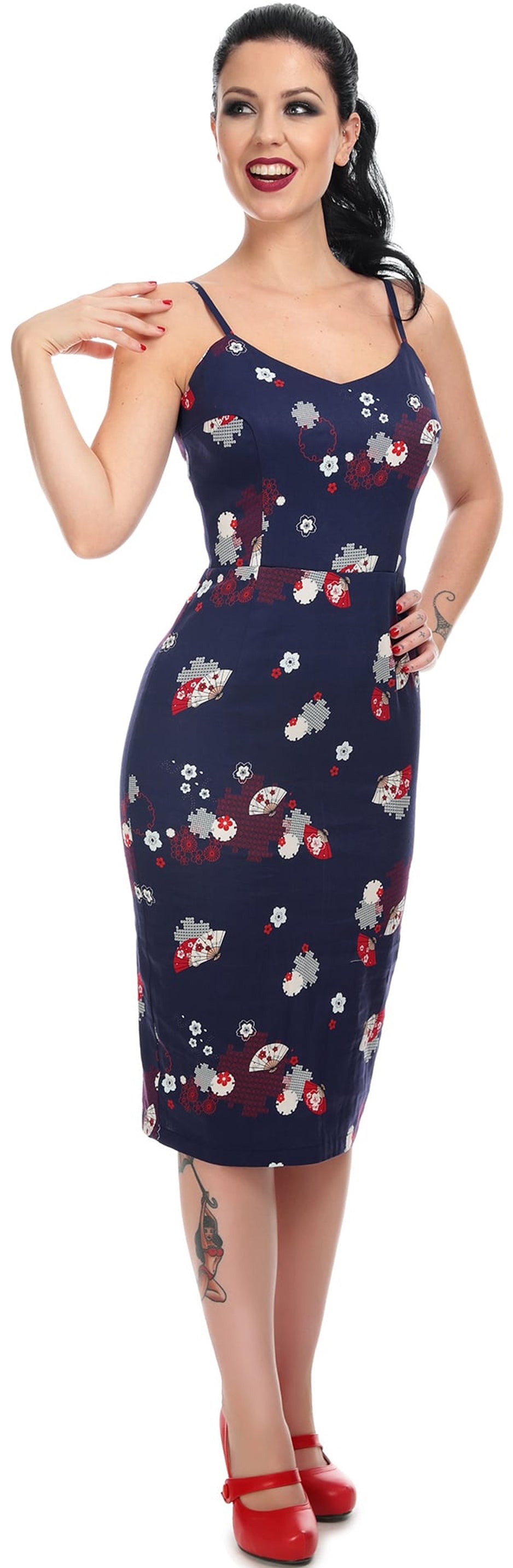 Collectif_CITNHIA_Floral_FAN_Faecher_Cherry_Blossom_Vintage_Pencil_Dress_Kleid