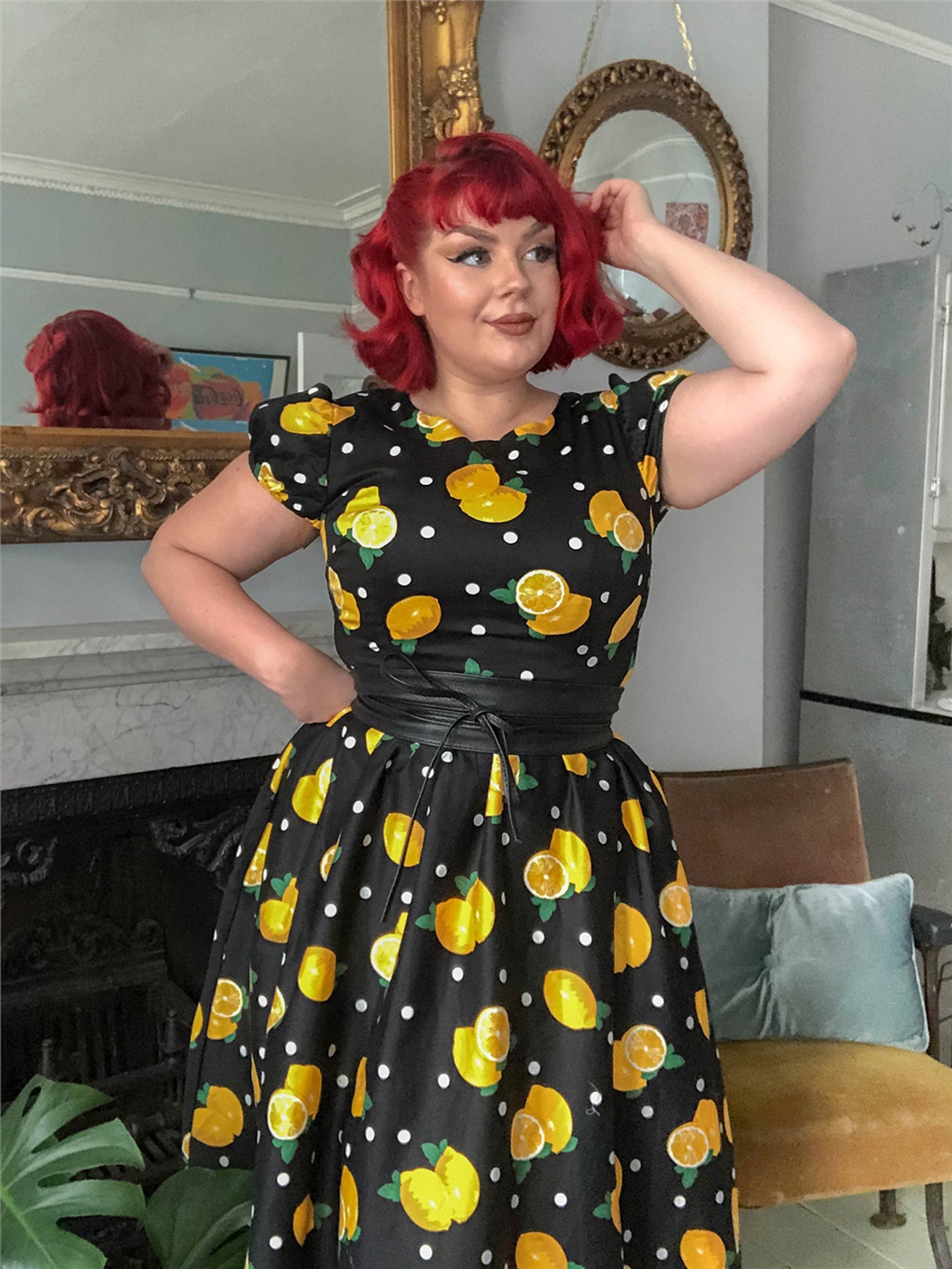 Collectif_DEMIRA_Polka_Lemon_PUNKTE_Kurzarm_50s_A-Linien_DRESS_Swingkleid_killer_kirsche_2ZELZ2XgJtCyBn