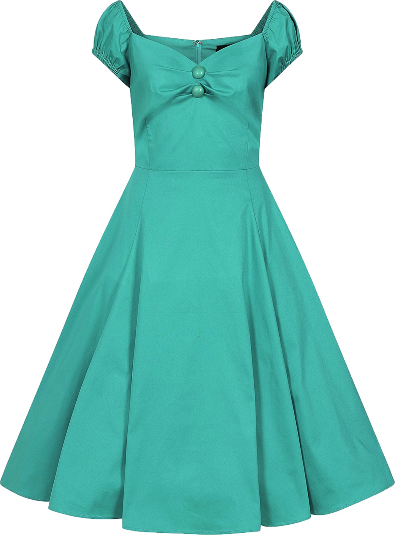 Collectif_DOLORES_50s_Retro_PLAIN_Sweetheart_Doll_SWING_DRESS_Kleid_Teal_killer_kirsche