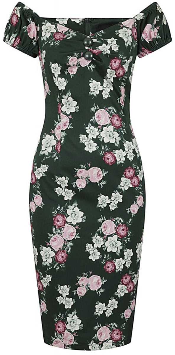 Collectif_DOLORES_Floral_VINTAGE_BLOOM_Rosen_Kurzarm_PENCIL_DRESS_Kleid-2