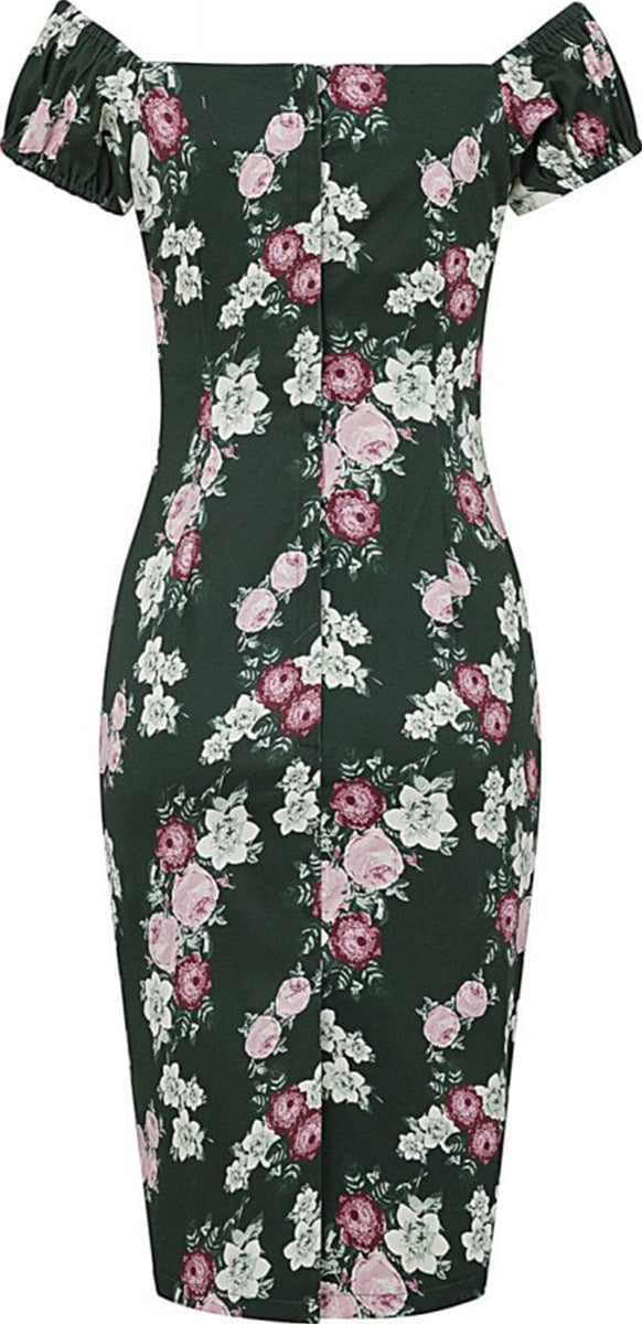 Collectif_DOLORES_Floral_VINTAGE_BLOOM_Rosen_Kurzarm_PENCIL_DRESS_Kleid-3
