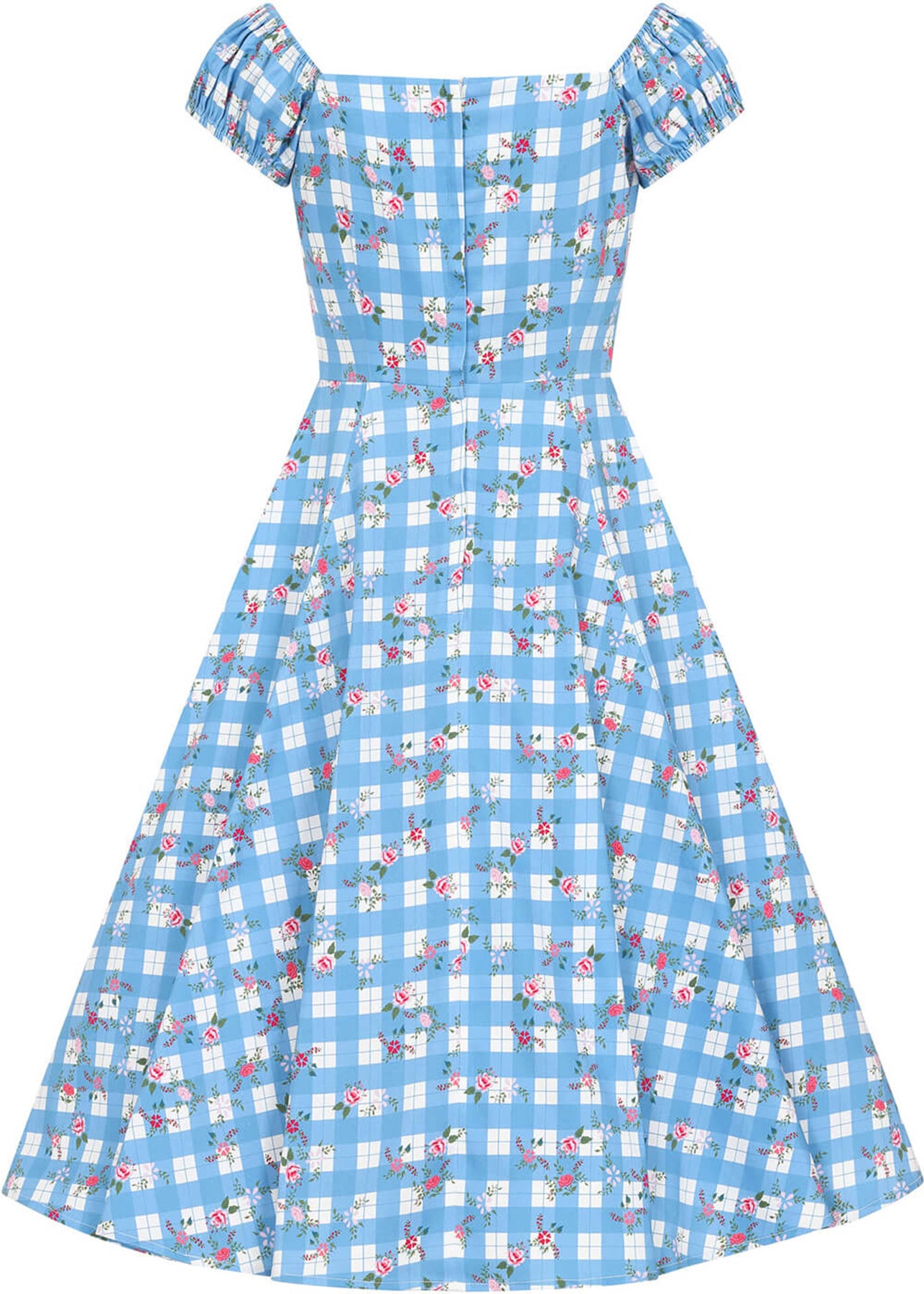 Collectif_DOLORES_GINGHAM_GARDEN_50s_Floral_KARO_Sweetheart_SWING_DRESS_Kleid_Killer_Kirsche-4
