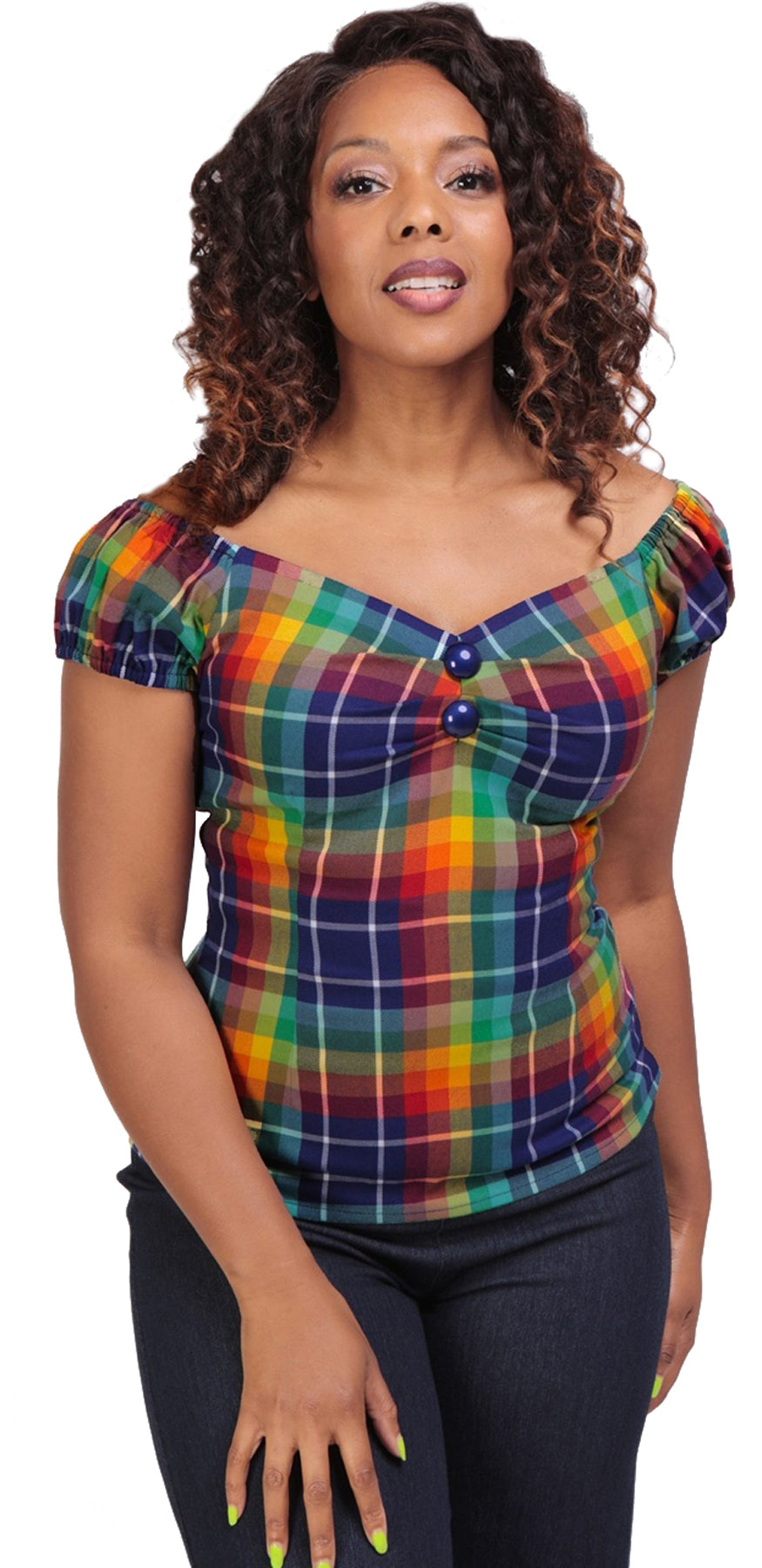 Collectif_DOLORES_Rainbow_Check_Top_SWEETHEART_50s_SHIRT_Bluse_killer_kirsche_1