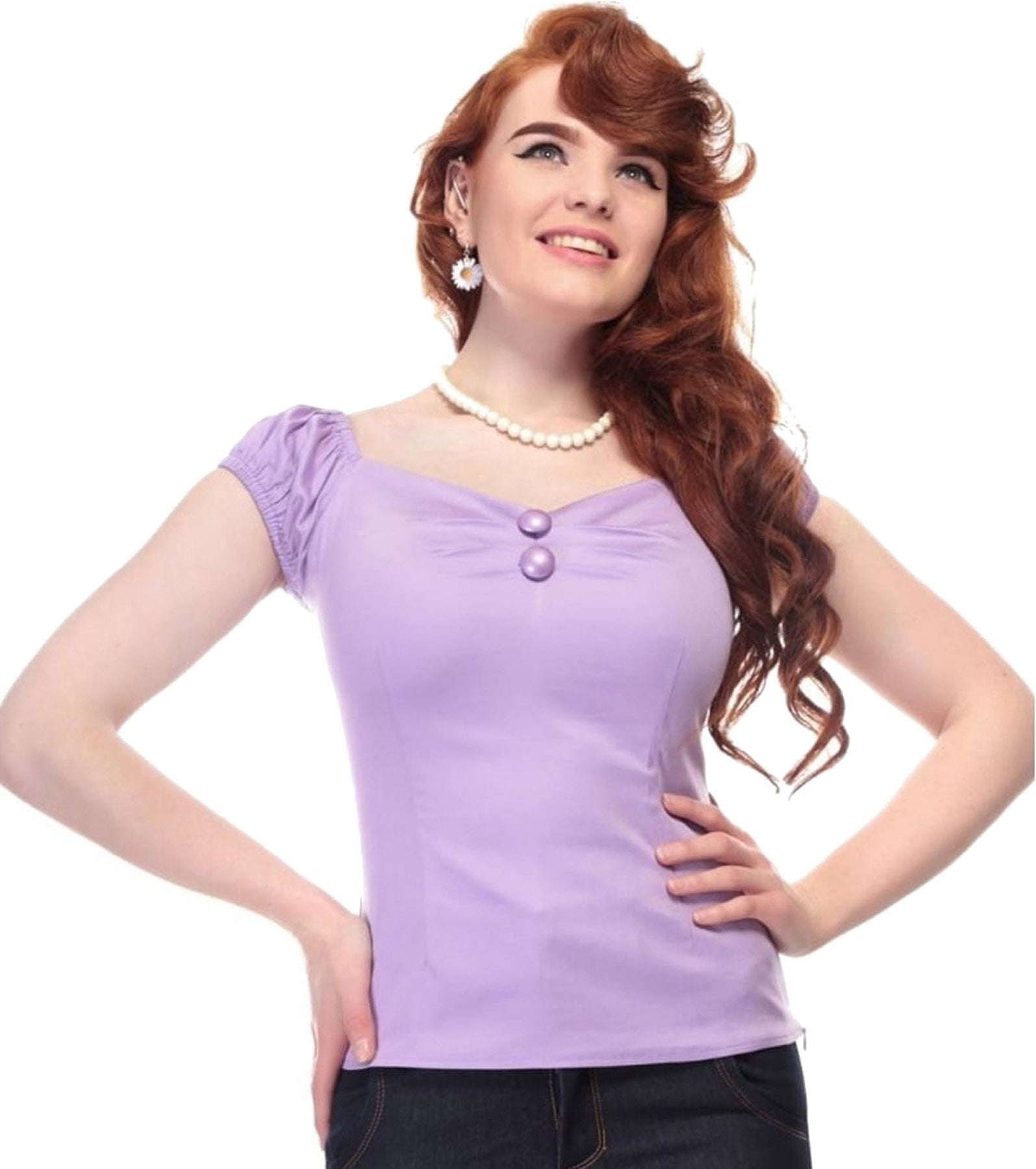 Collectif_DOLORES_Vintage_PIN_UP_Plain_GYPSY_50s_SHIRT_Bluse_Flieder_killer_kirsche