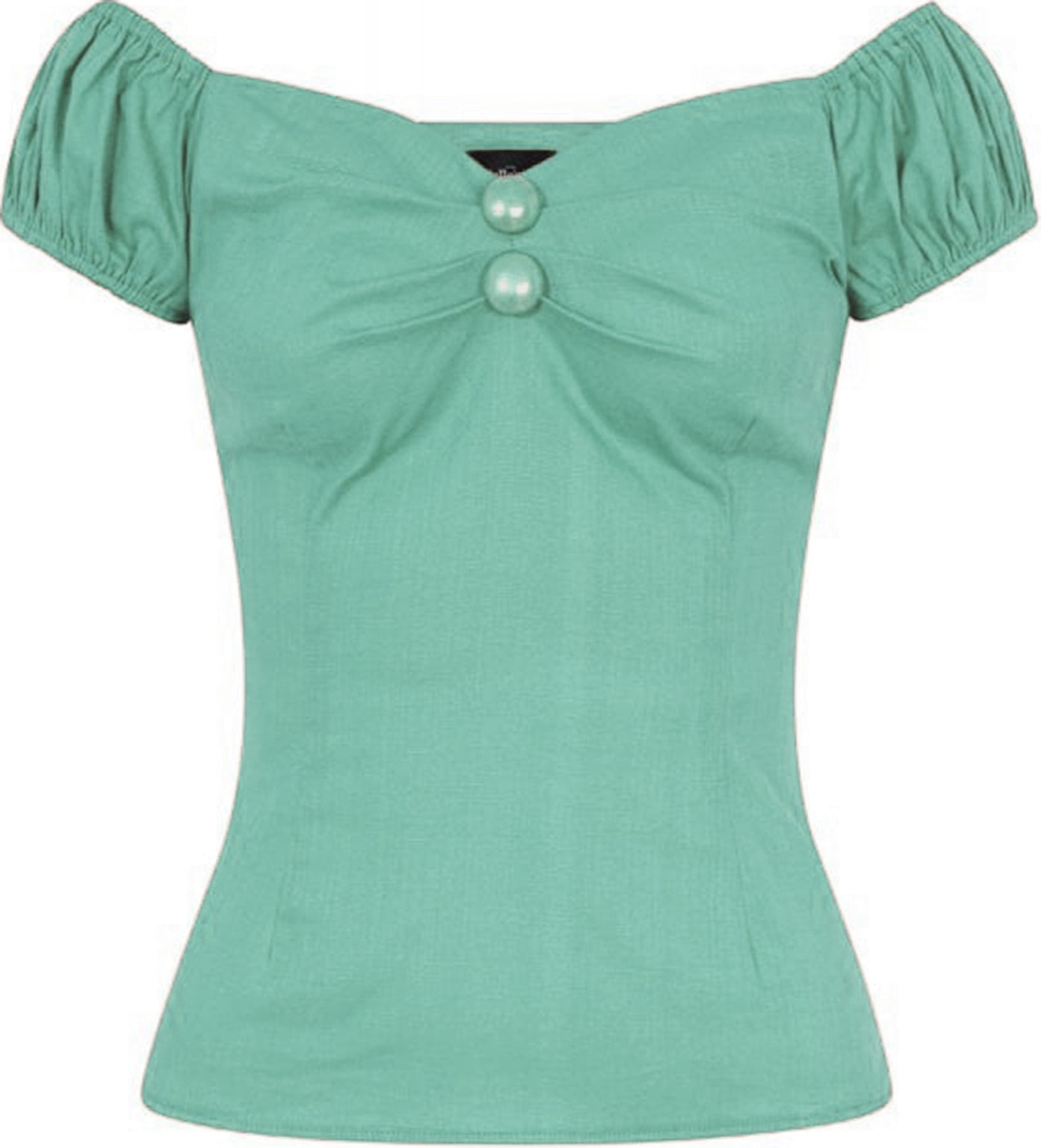 Collectif_DOLORES_Vintage_PLAIN_Pin_Up_PUFFaeRMEL_Linen-Effect_SHIRT_Bluse_Mint_killer_kirscheH6usfraptbYJ7