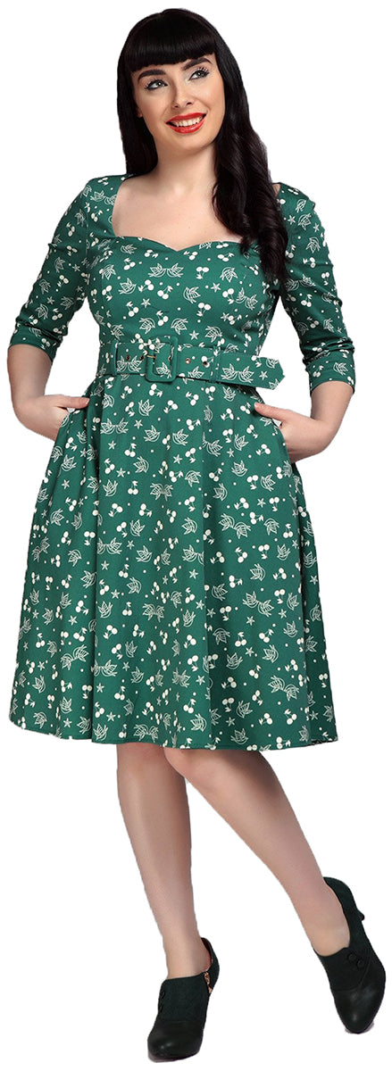 Collectif_ELIANA_Vintage_SWALLOWS_and_CHERRIES_Schwalben_SWING_DRESS_Kleid-1