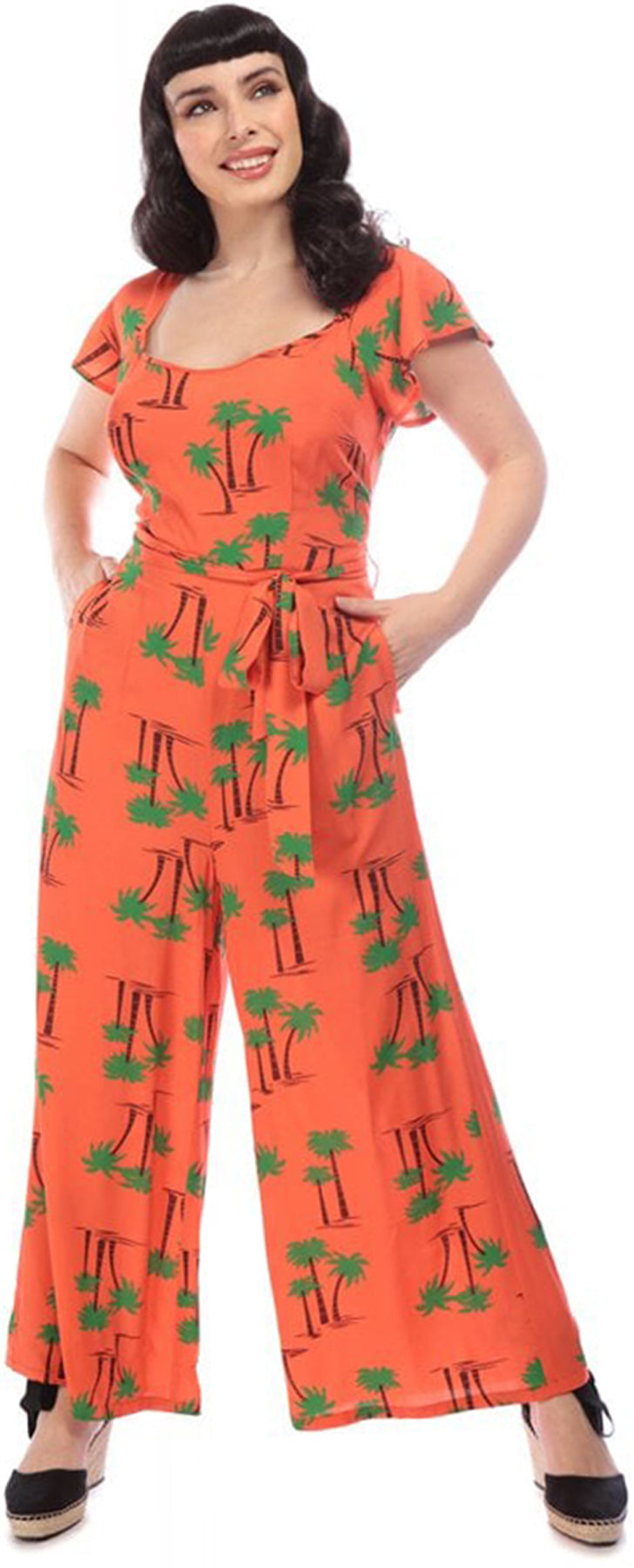 Collectif_ELODIE_Tropical_PALM_BEACH_Palmen_Kurzarm_Marlene_JUMPSUIT_Overall_killer_kirsche