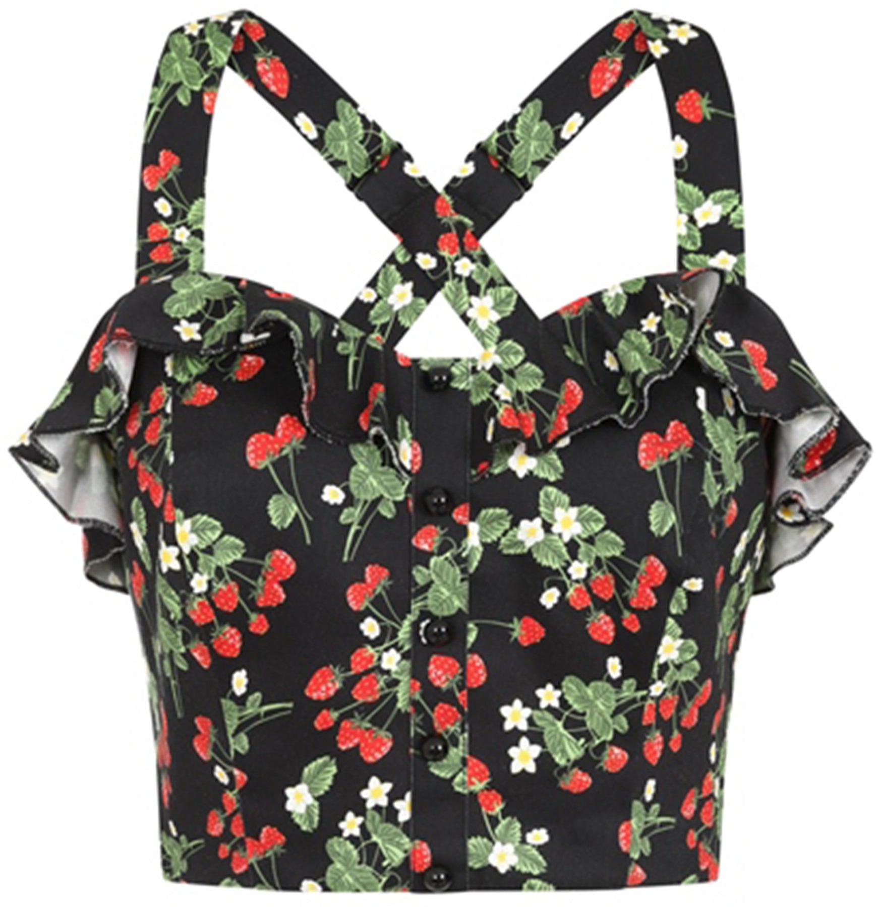 Collectif_EMILIA_Wild_Strawberries_Frill_Buttoned_TRaeGER_TOP_Oberteil_killer_kirsche_1