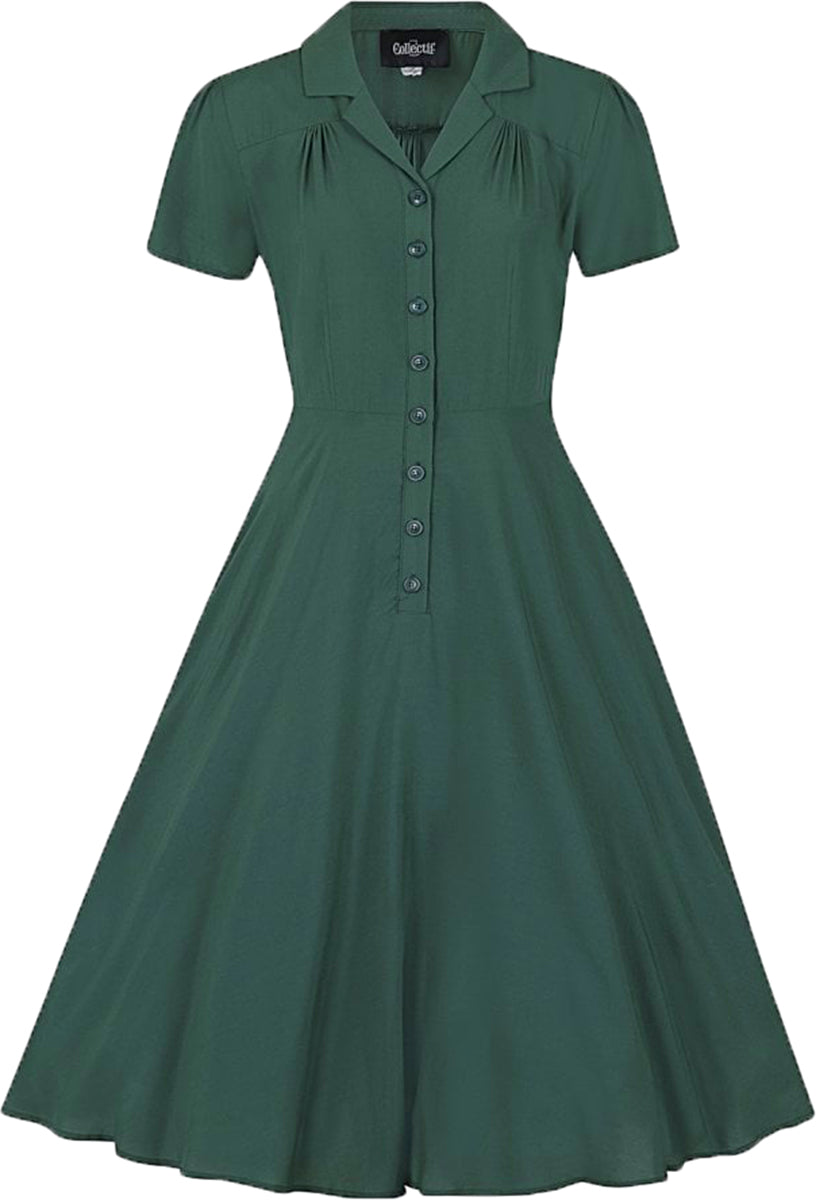 Collectif_GAYLE_Vintage_PLAIN_Buttoned_Kurzarm_SWING_DRESS_Kleid_Gruen-29LSrpgO9JJz3q
