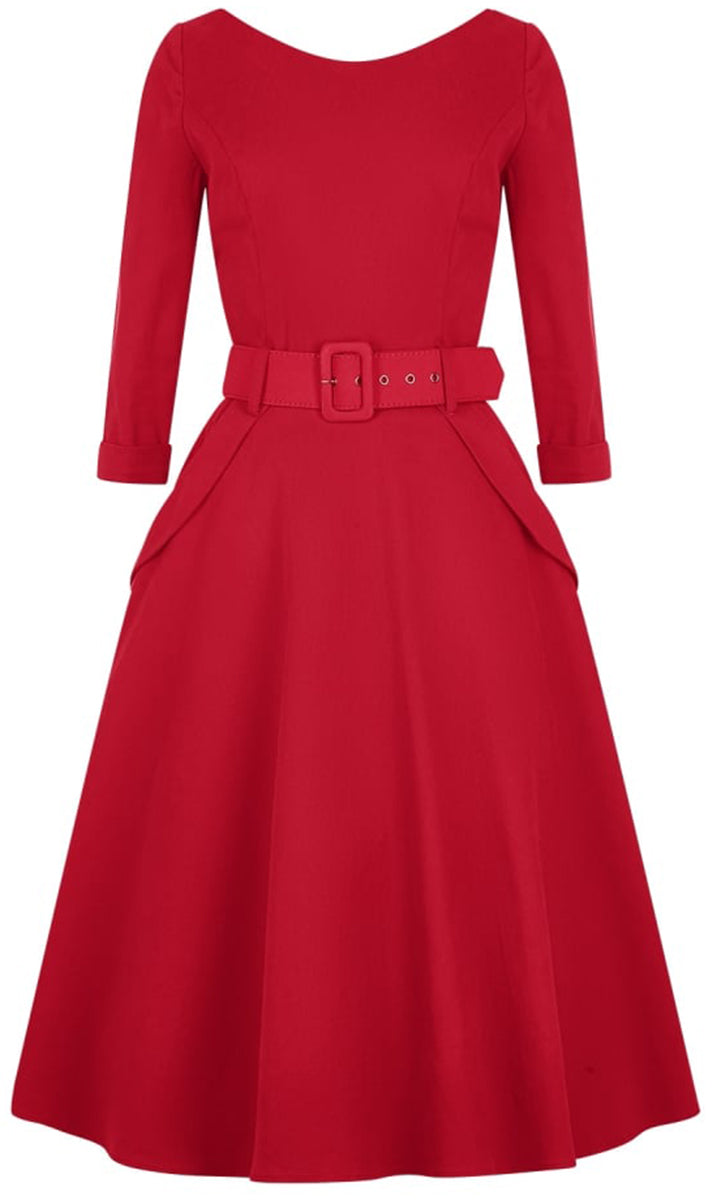 Collectif_IVELIA_Vintage_PLAIN_3_4_Arm_Retro_SWING_Doll_Dress_KLEID_Rot-2awwsdBgv9hYQ1