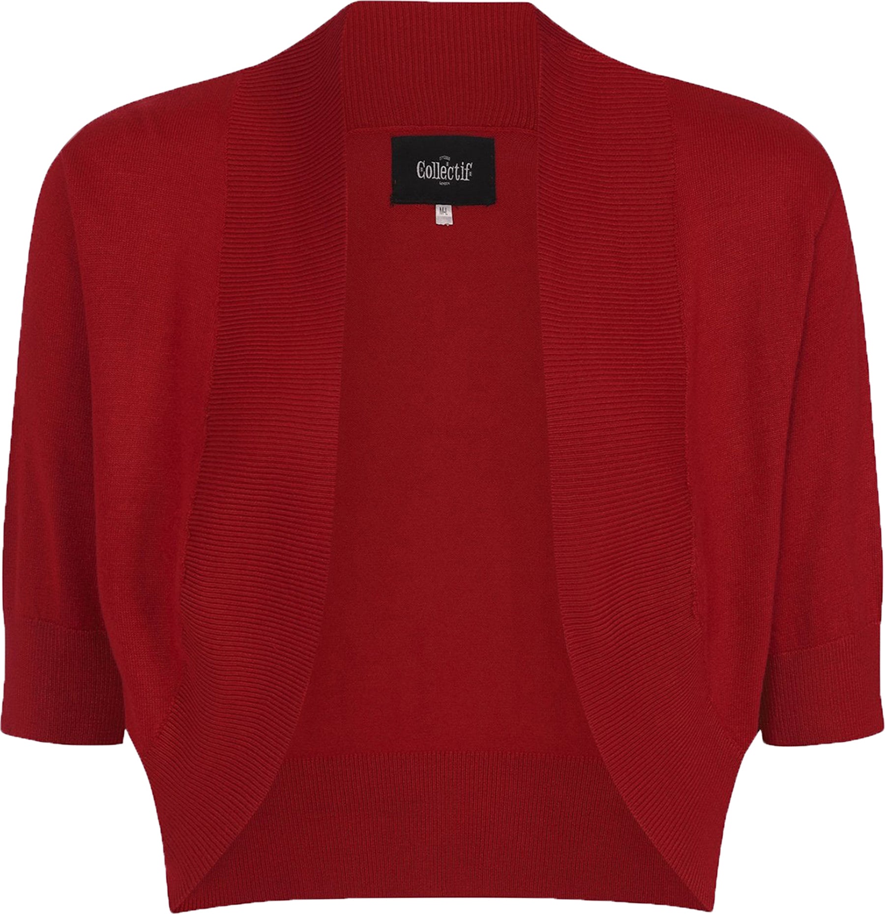 Collectif_JEANIE_Vintage_KNITTED_Feinstrick_Kurzarm_BOLERO_Strickjacke_Rot_killer_kirsche