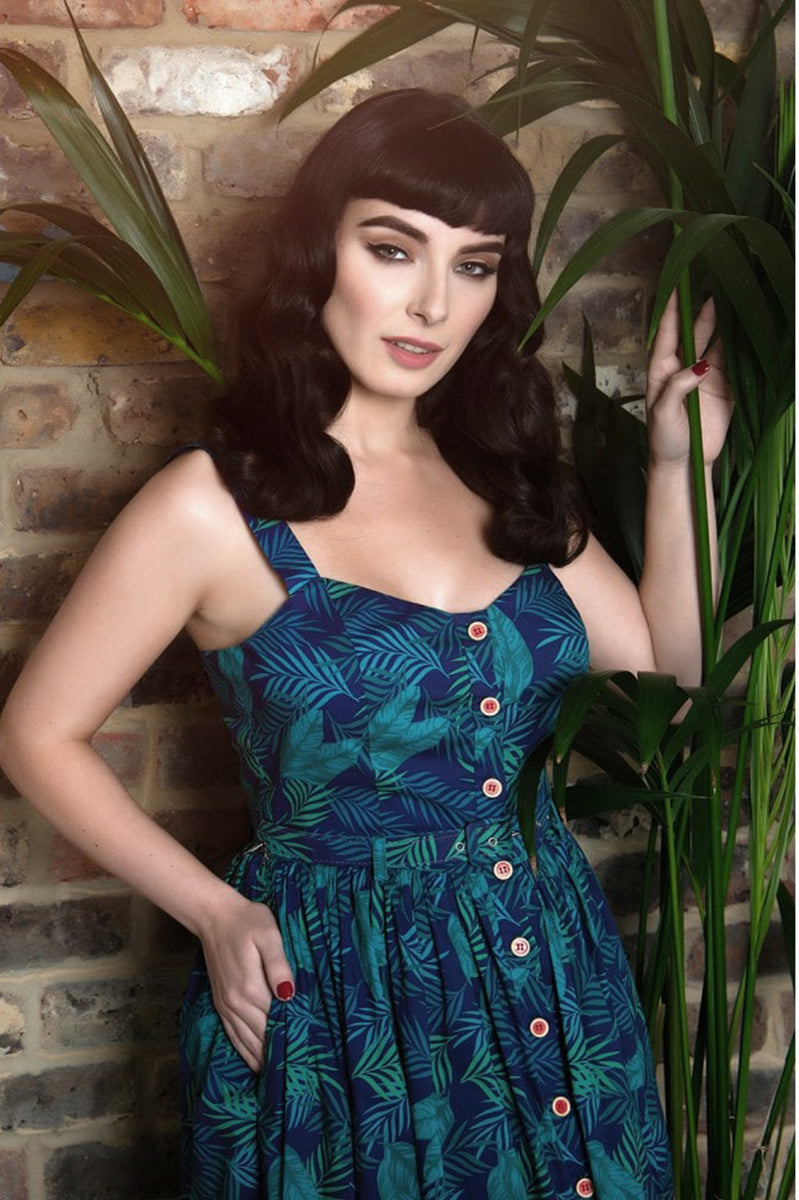 Collectif_JEMIMA_Tropical_COOL_PALM_Buttoned_Palmenblaetter_SWING_DRESS_Kleid-2
