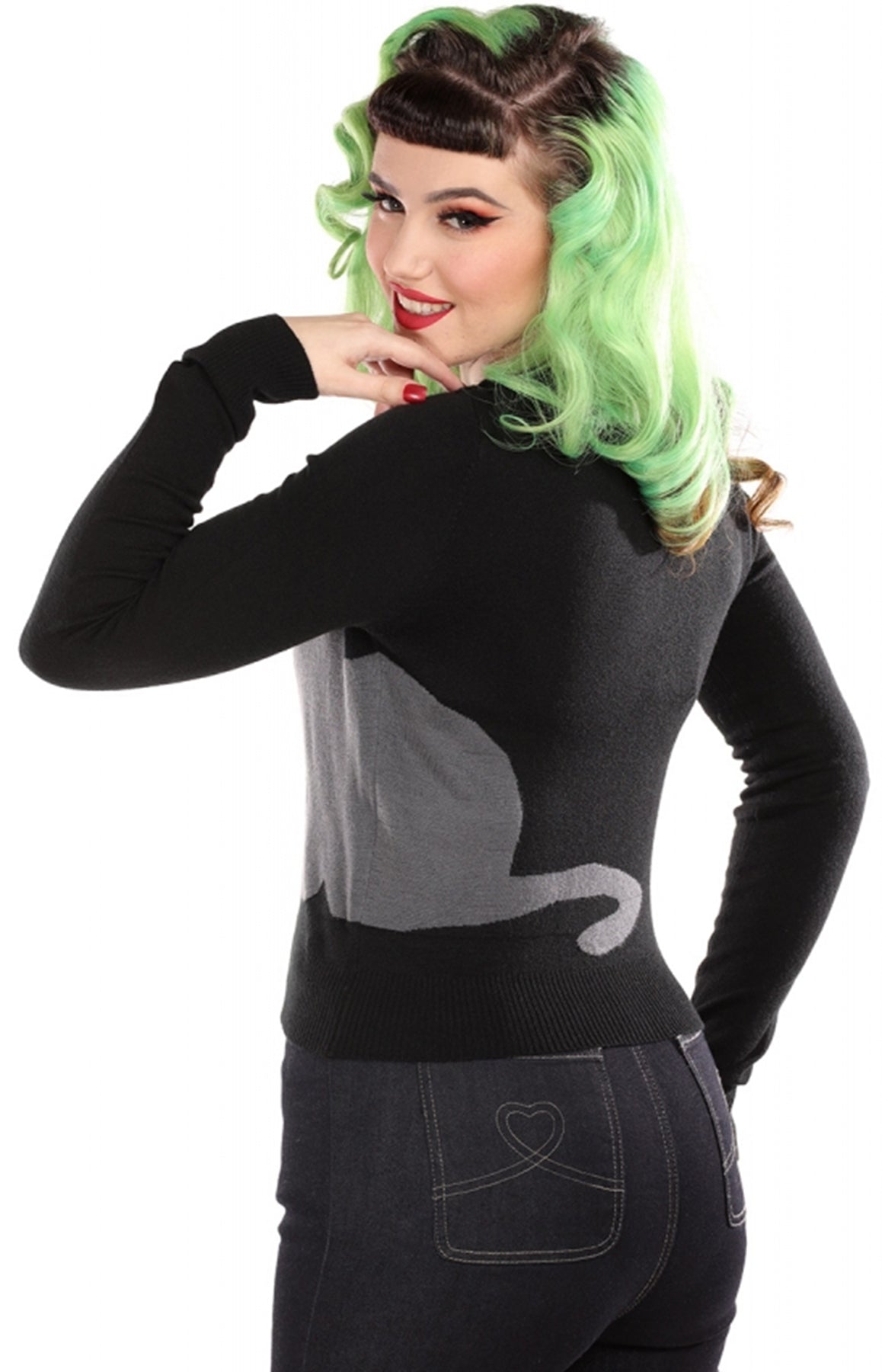 Collectif_JESSIE_Vintage_MIDNIGHT_CAT_Katze_Langarm_50s_CARDIGAN_Strickjacke_killer_kirsche_2
