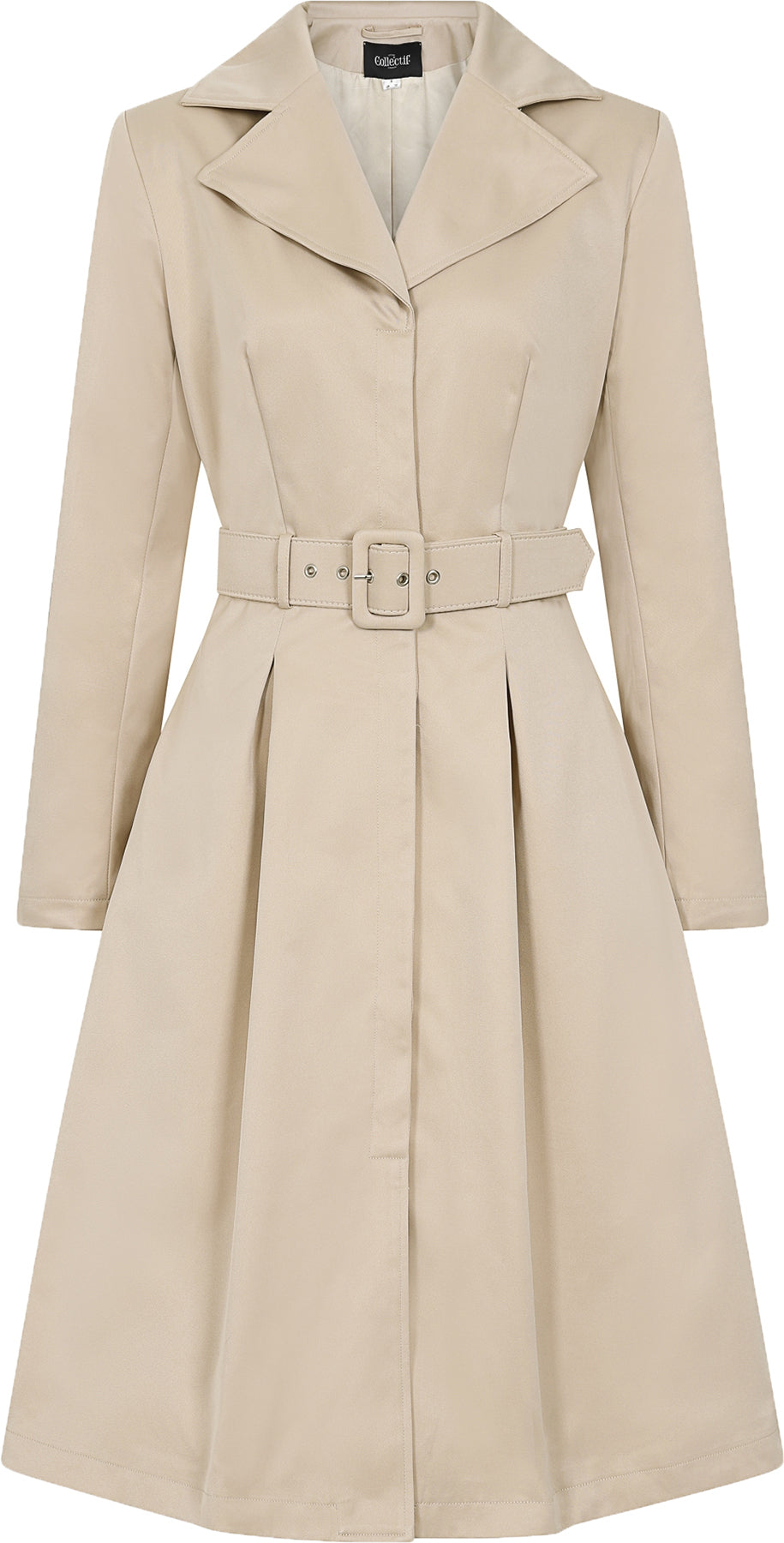 Collectif_JOLIANNA_Vintage_PLEATED_A-Linie_Retro_TRENCH_COAT_Mantel_Beige_Killer_Kirsche-1
