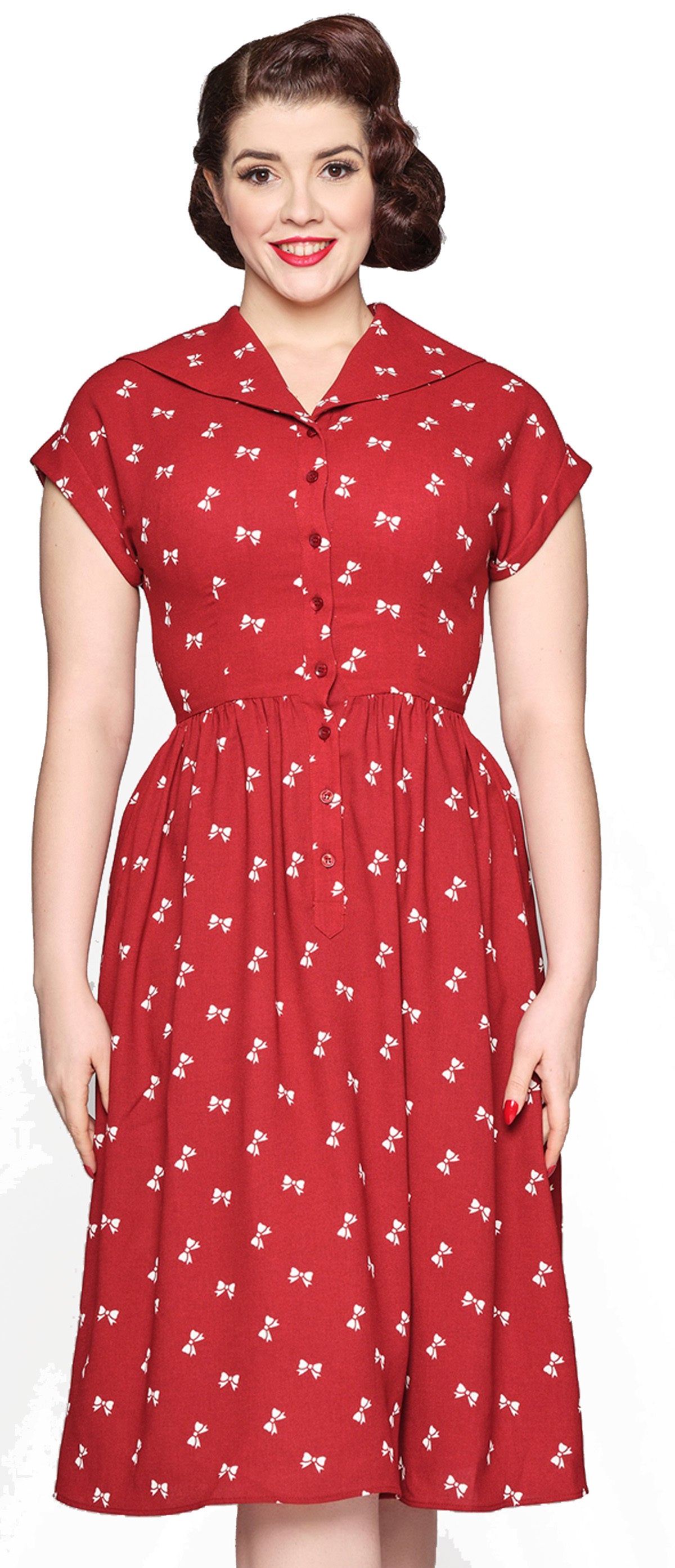 Collectif_JUDY_BOW-TIFUL_Vintage_Mini_Bow_Schleifen_40s_Swing_Dress_KLEID_-_Rot-1