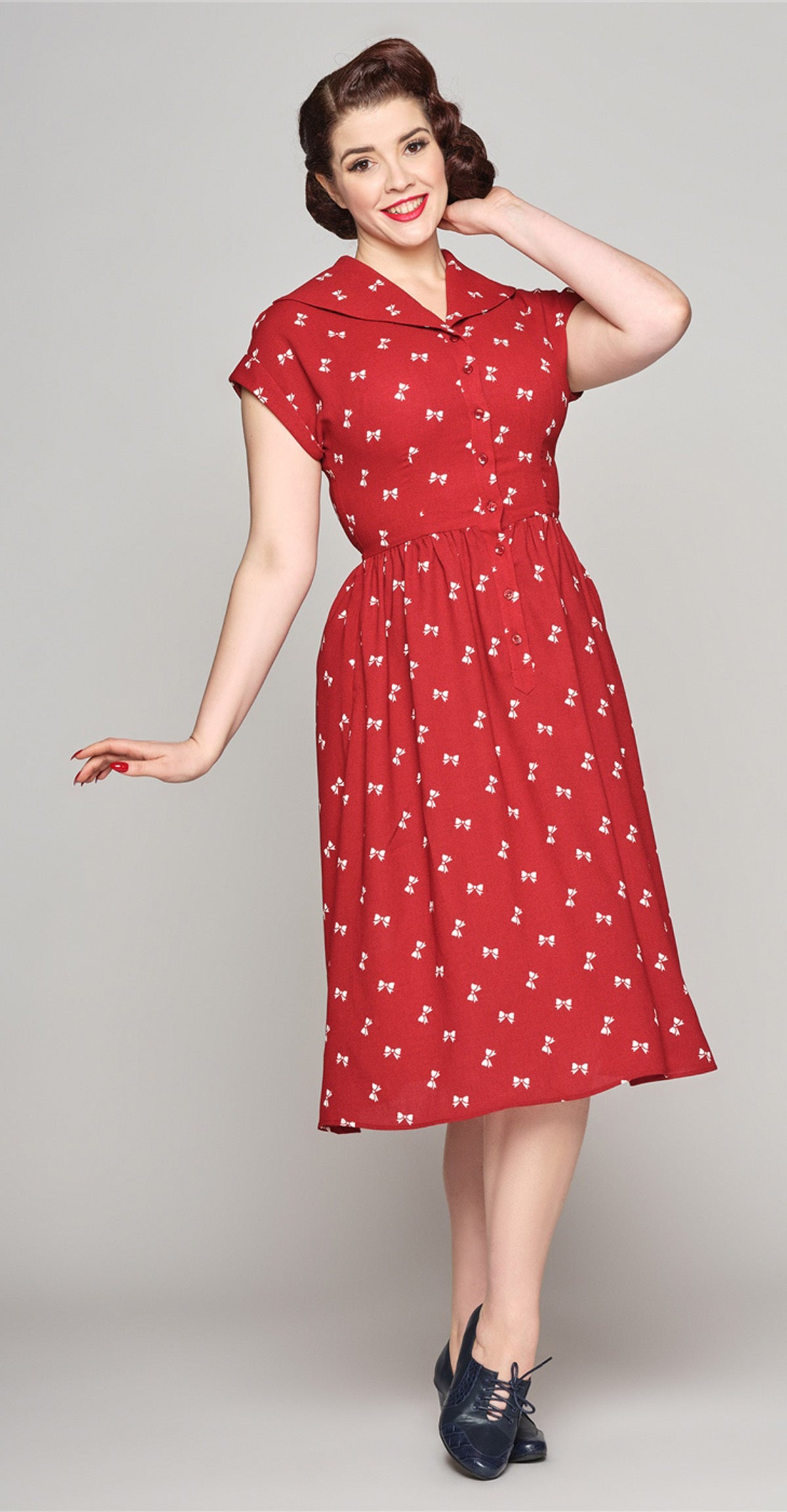 Collectif_JUDY_BOW-TIFUL_Vintage_Mini_Bow_Schleifen_40s_Swing_Dress_KLEID_-_Rot-5