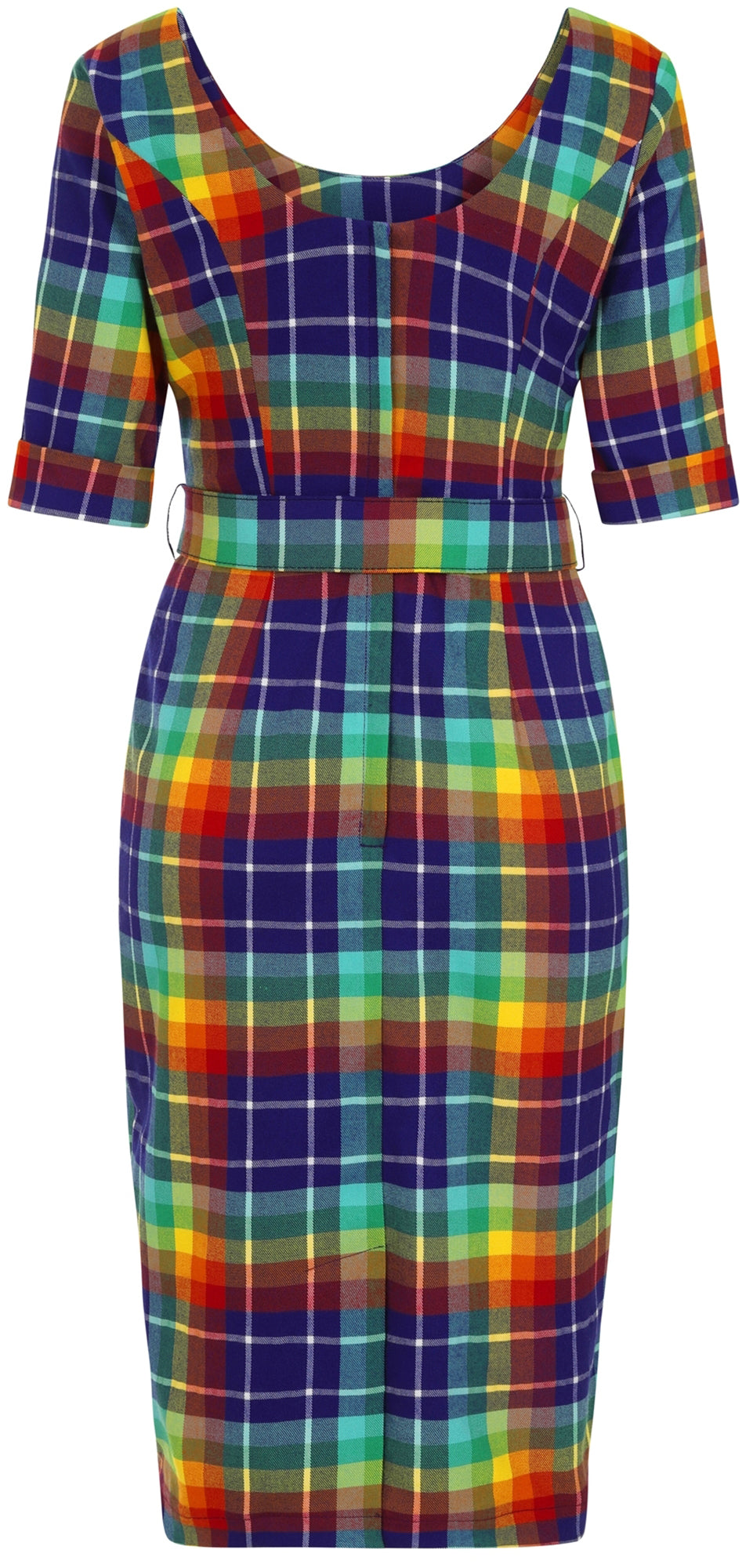 Collectif_JUNE_Rainbow_Check_TARTAN_Karo_Halbarm_PENCIL_DRESS_Bleistiftkleid_killer_kirsche_6