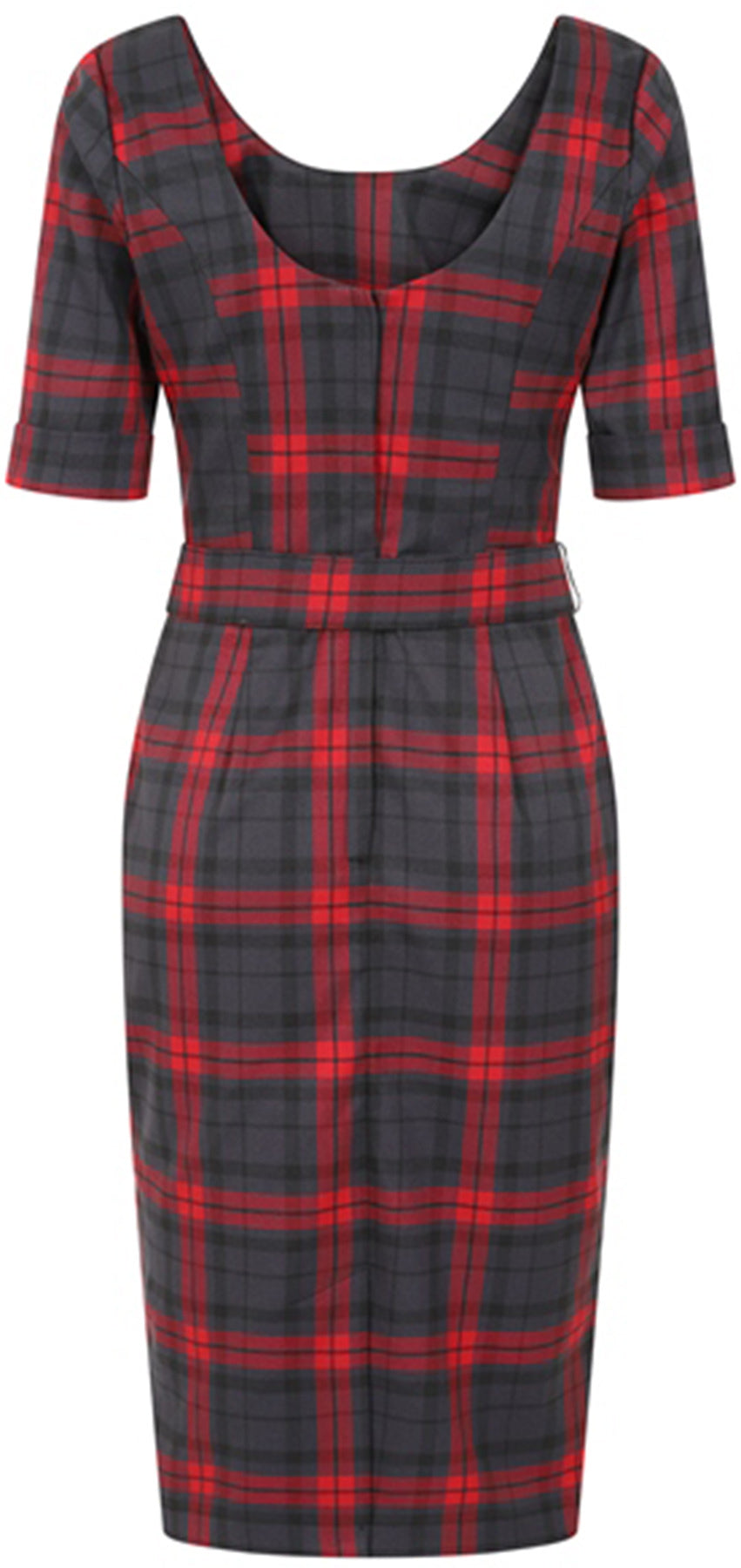 Collectif_JUNE_SMOKY_Check_TARTAN_Karo_Halbarm_PENCIL_DRESS_Bleistiftkleid_killer_kirsche_3