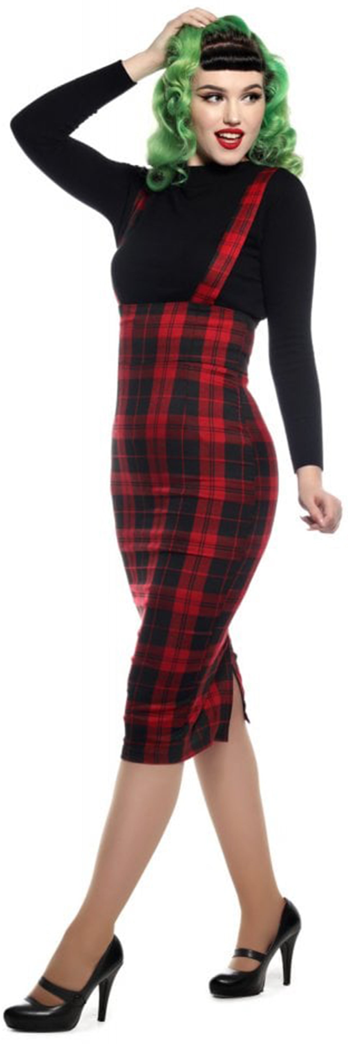Collectif_KAREN_REBEL_Check_TARTAN_Suspenders_PENCIL_Skirt_ROCK-1