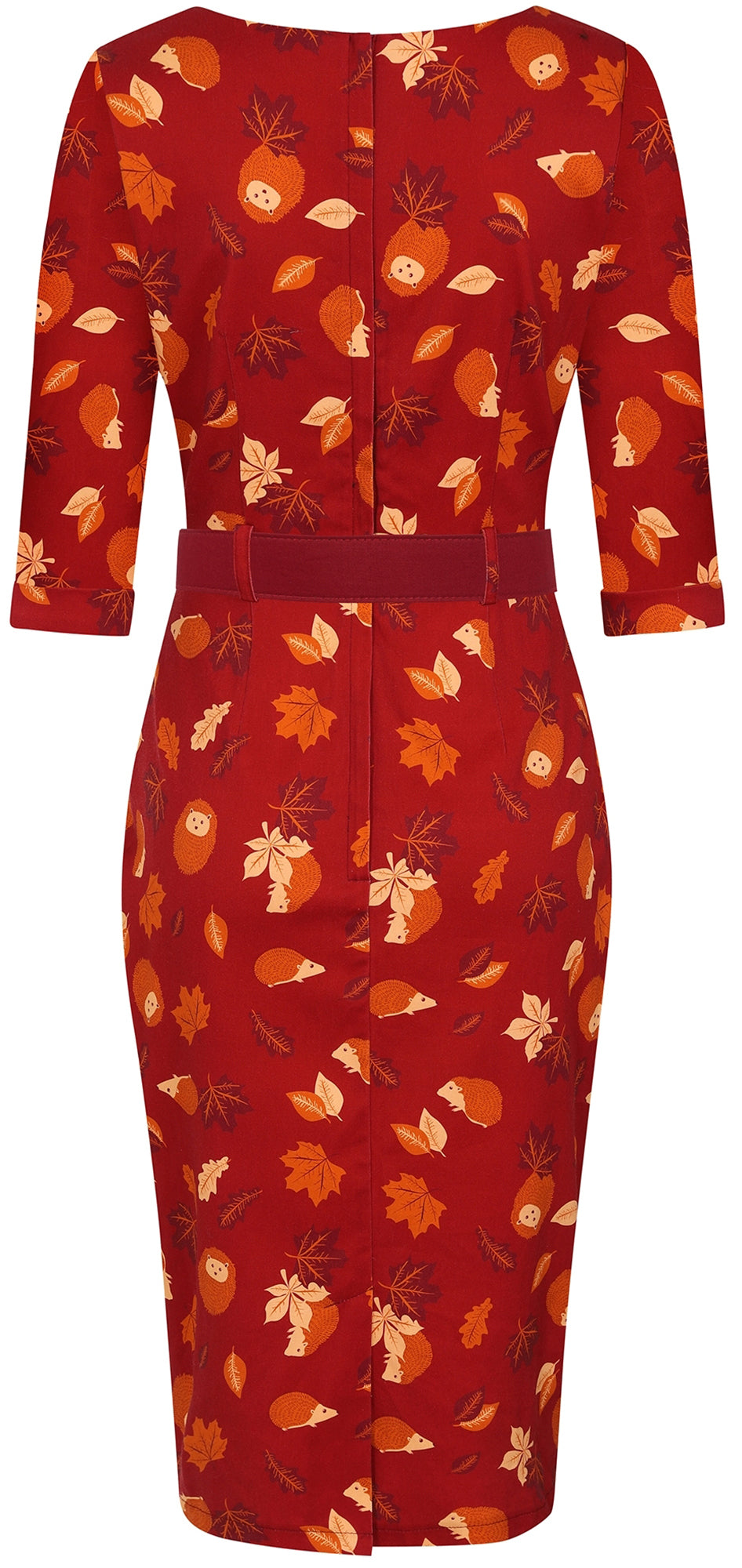 Collectif_KATYA_Hedgehogs_And_Leaves_IGEL_LAUB_50s_PENCIL_DRESS_Bleistiftkleid_killer_kirsche_3