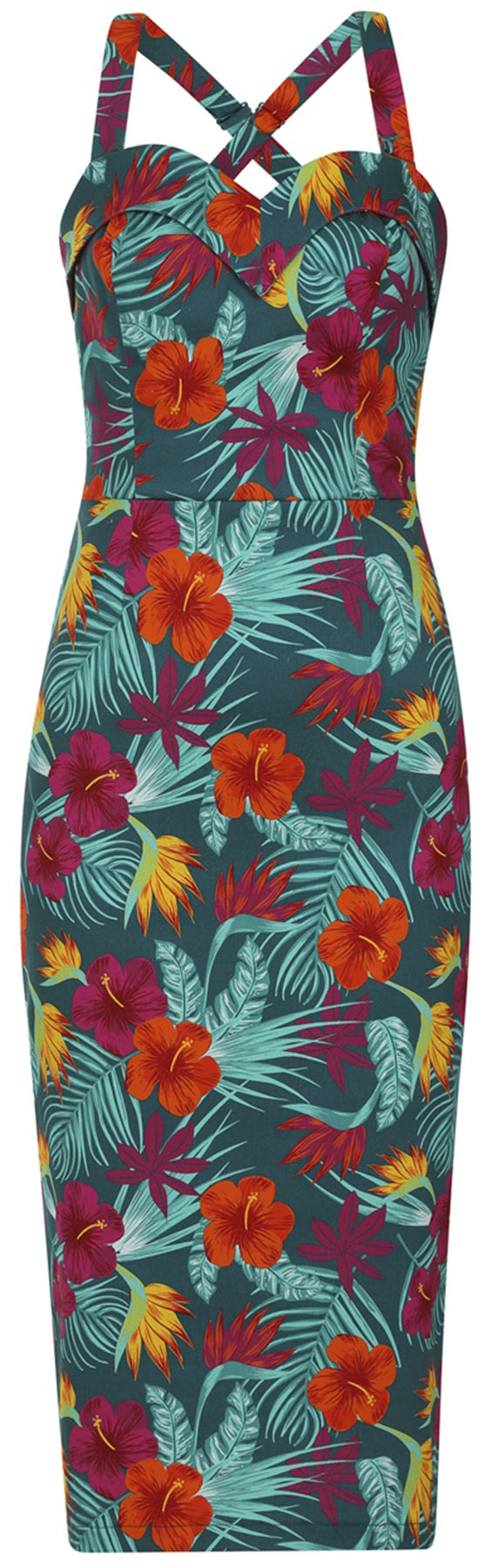Collectif_KIANA_Tropico_FLOWERS_Palmblatt_TRaeGER_Dress_PENCIL_KLEID_killer_kirsche_6YqudPC8HXsMwM