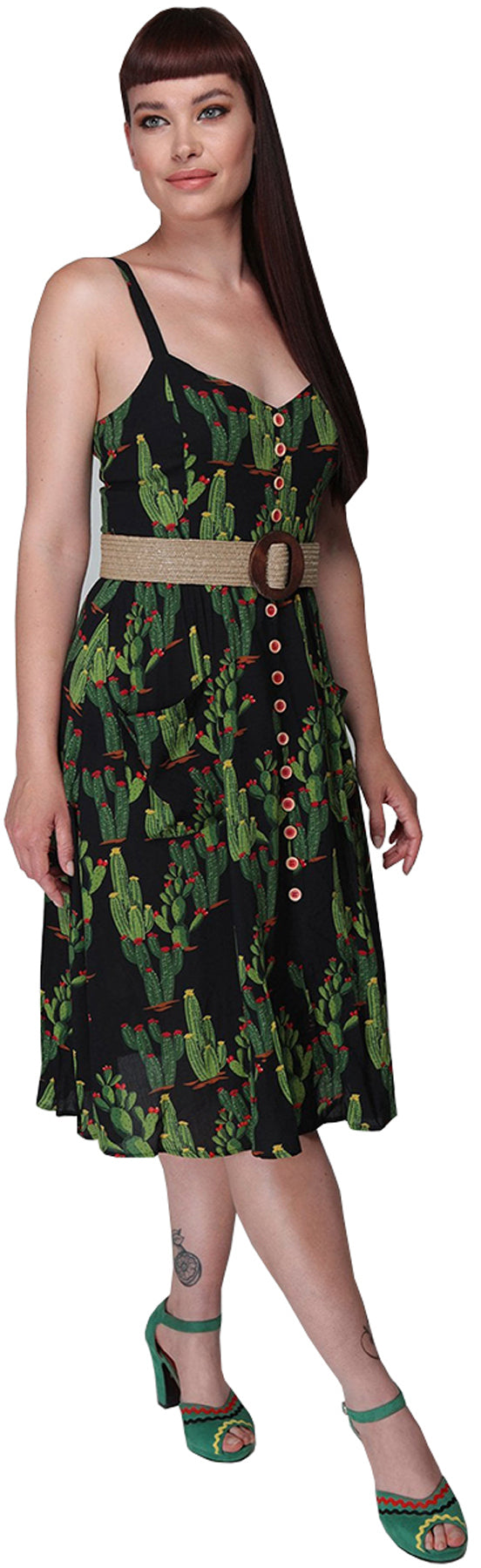Collectif_KIMBERLY_CACTUSLAND_Kakteen_Traeger_Buttoned_SWING_DRESS_Kleid_killer_kirsche