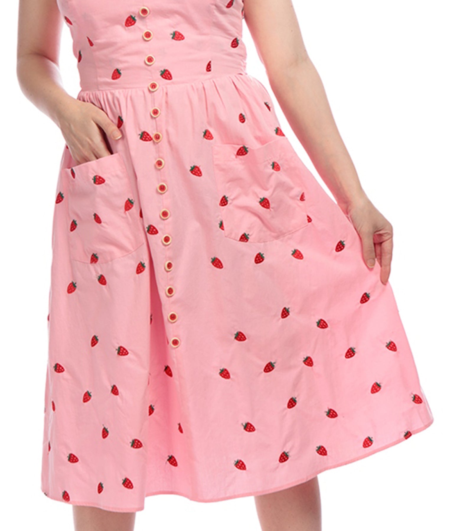 Collectif_KIMBERLY_Vintage_Embroidered_ERDBEER_Strawberry_Traeger_SWING_DRESS_Kleid_killer_kirsche_2