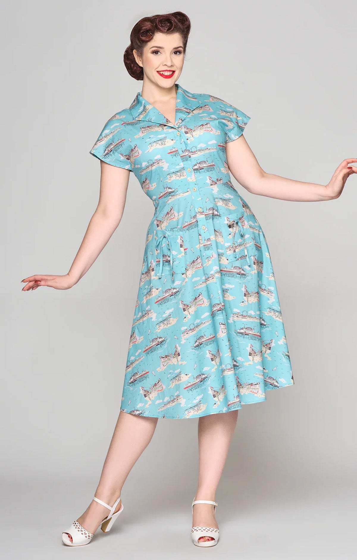 Collectif_LIZA_BRIGHTON_Postcard_Nautical_Vintage_SWING_DRESS_Kleid__Himmelblau-1