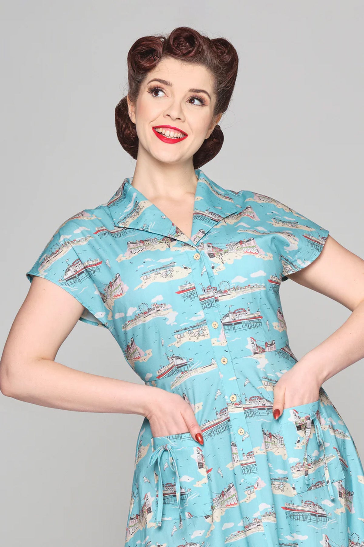 Collectif_LIZA_BRIGHTON_Postcard_Nautical_Vintage_SWING_DRESS_Kleid__Himmelblau-3