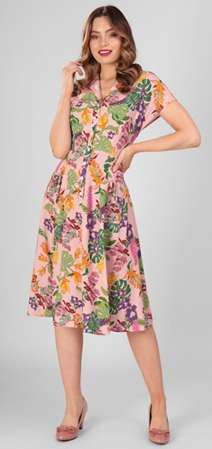 Collectif_LIZA_Vintage_VIBRANT_TROPICS_Blumen_KURZARM_Retro_SWING_DRESS_Kleid_killer_kirsche_1