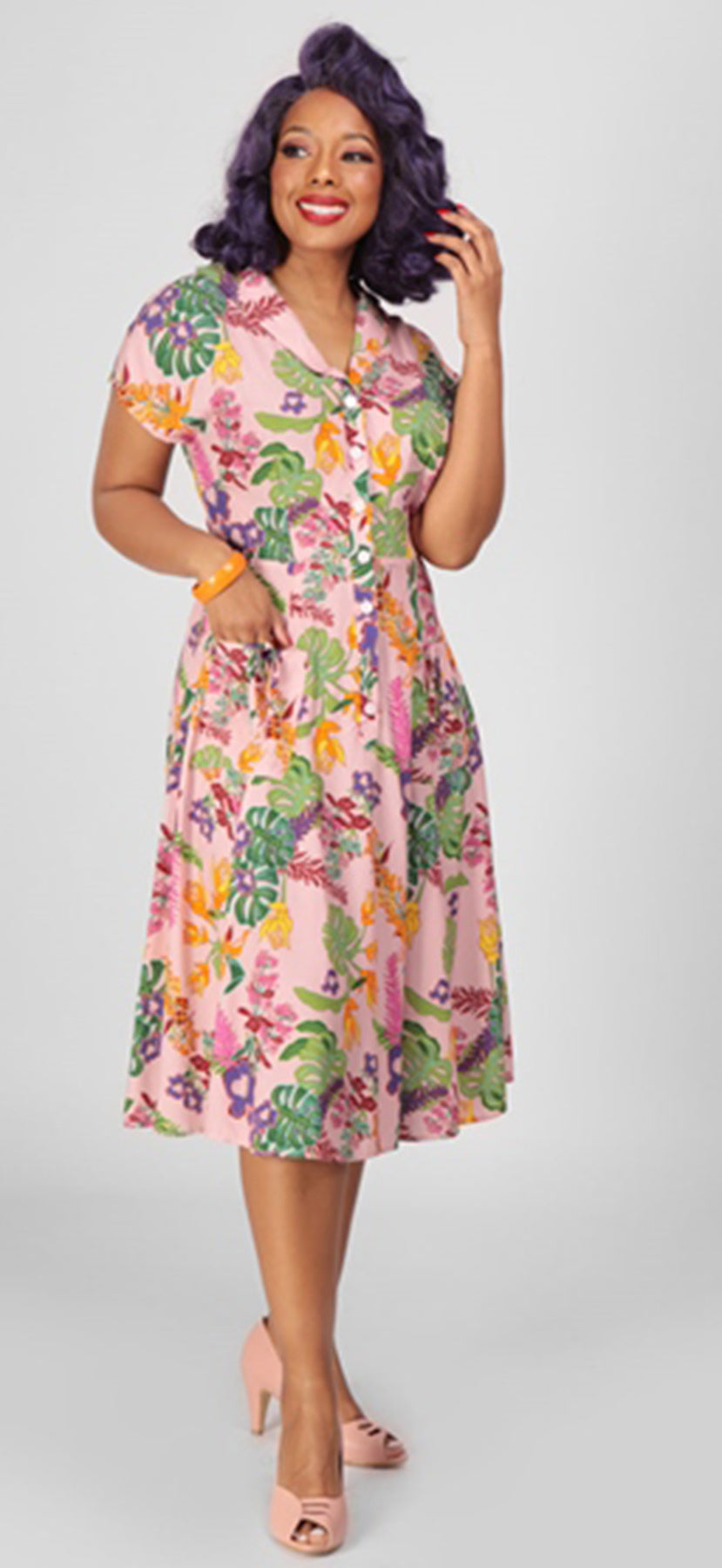 Collectif_LIZA_Vintage_VIBRANT_TROPICS_Blumen_KURZARM_Retro_SWING_DRESS_Kleid_killer_kirsche_2