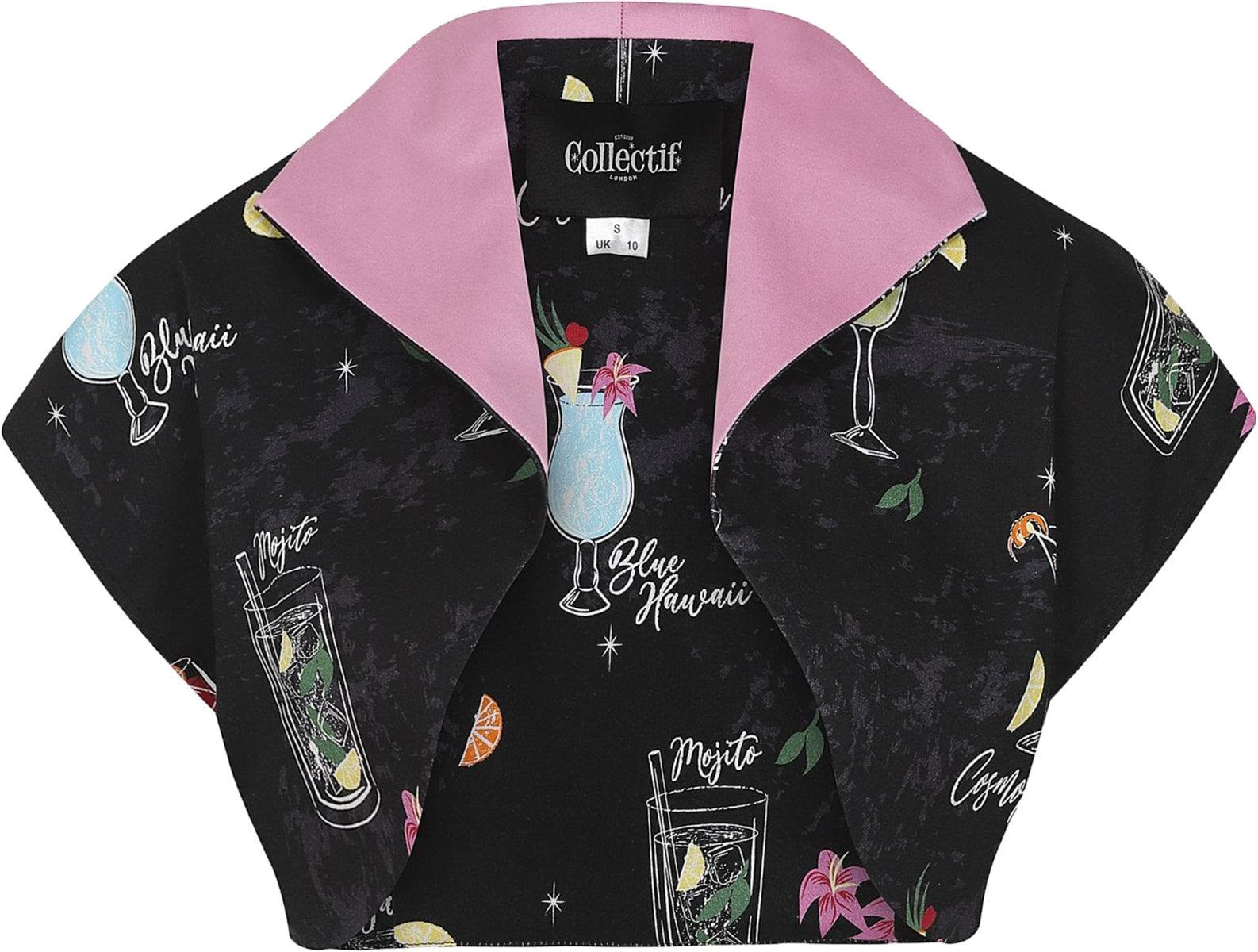 Collectif_LORNA_Vintage_COCKTAIL_MENU_Contrast_Collar_Kurzarm_BOLERO_Jacke-1