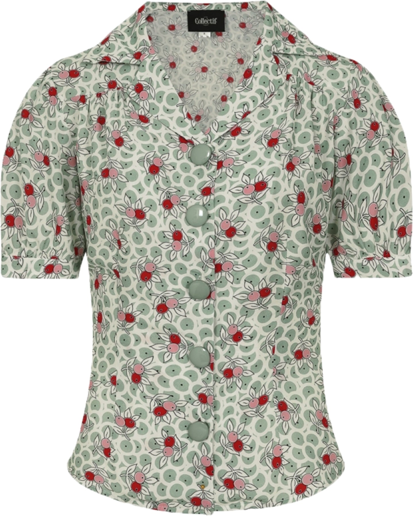 Collectif_LUANA_Vintage_BERRY_BUSH_Kurzarm_BUTTONED__V-Neck_40s_BLOUSE_Bluse-1