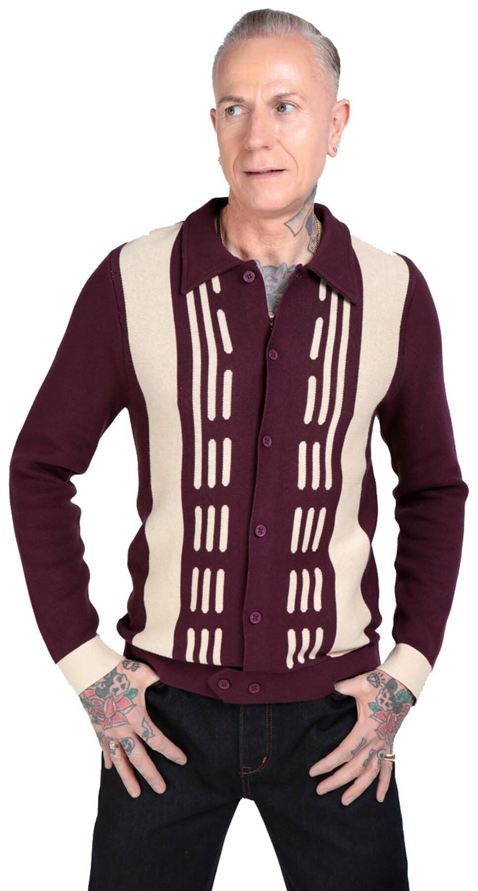 Collectif_LUCA_KENTISH_Vintage_Streifen_TWO-TONE_Langarm_Knit_CARDIGAN_Strickjacke_killer_kirsche_0