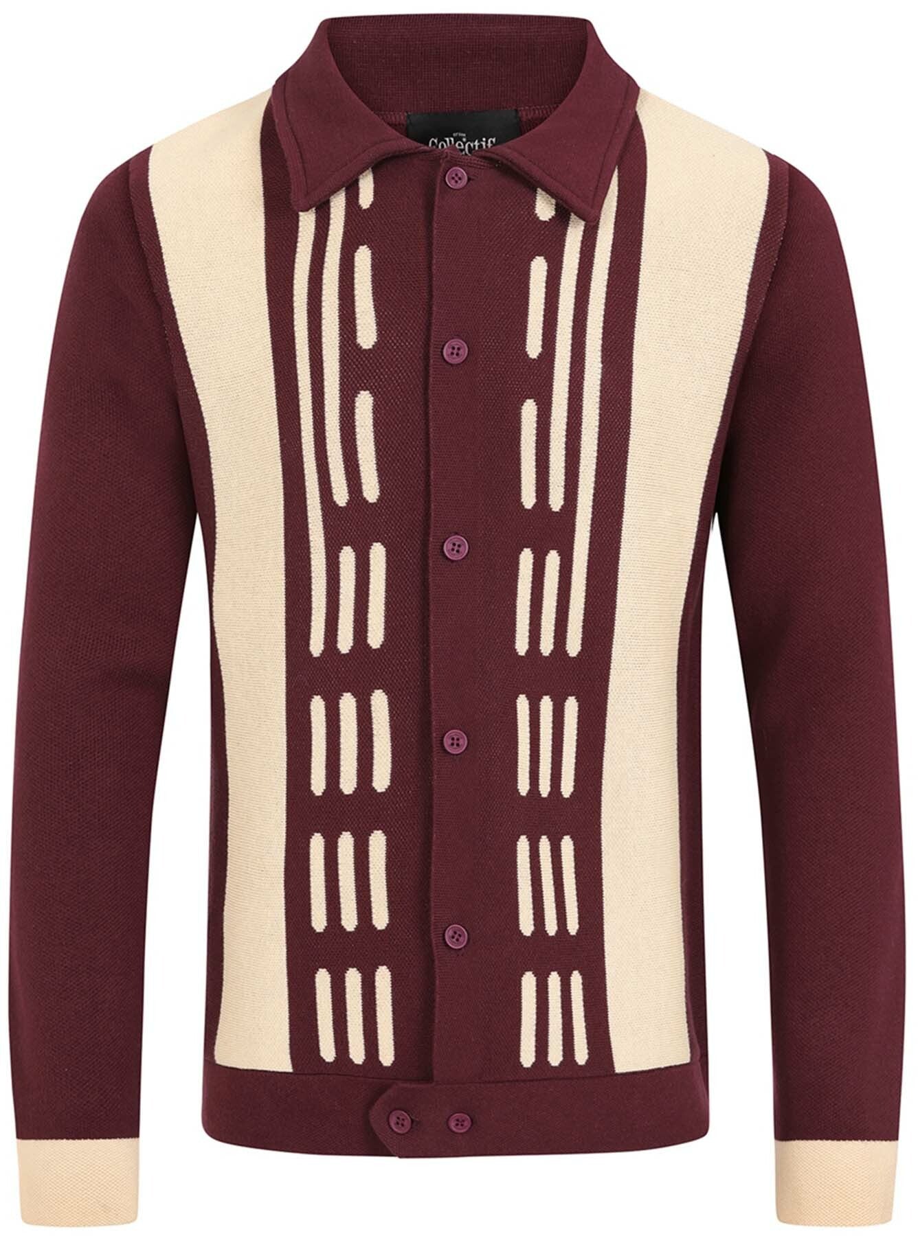 Collectif_LUCA_KENTISH_Vintage_Streifen_TWO-TONE_Langarm_Knit_CARDIGAN_Strickjacke_killer_kirsche_1