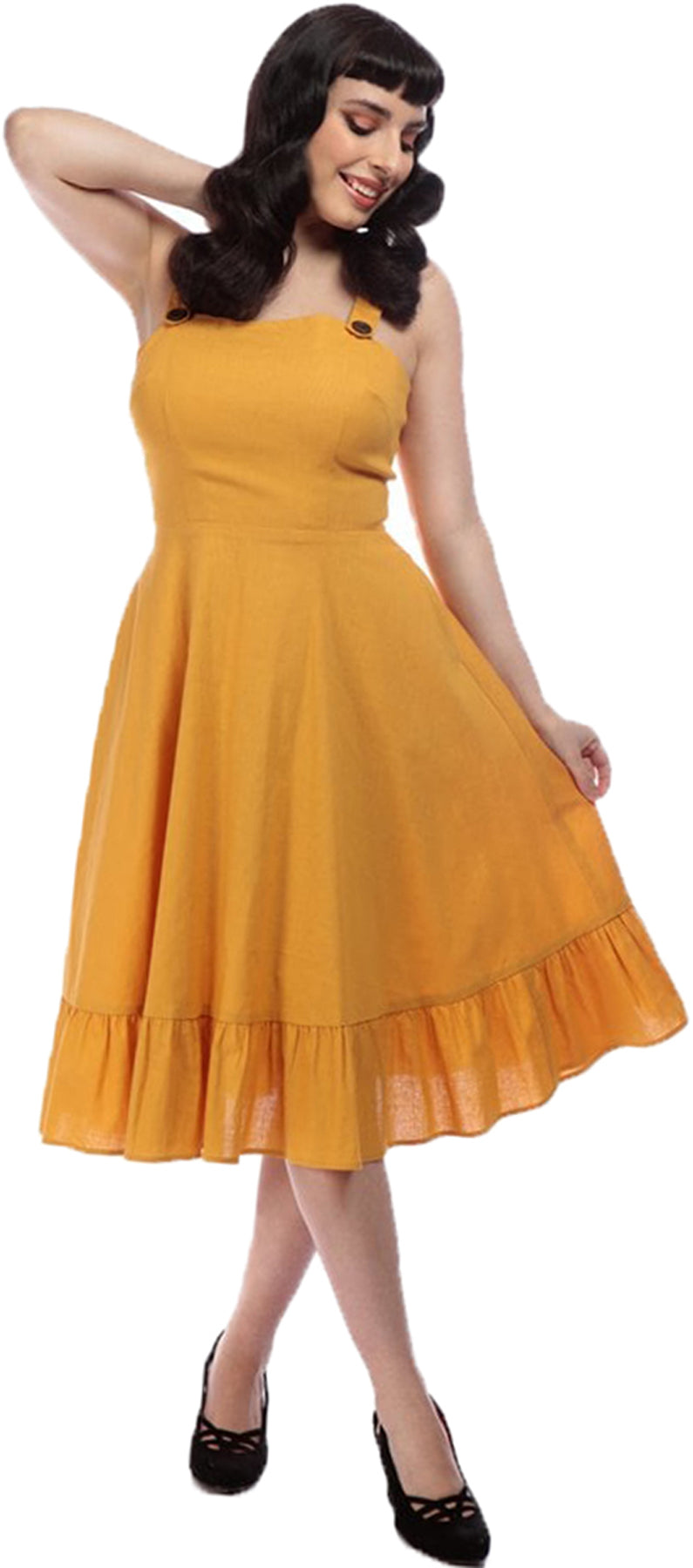 Collectif_MAGGIE_Vintage_PLAIN_Volant_TRaeGER_Linen_Effect_SWING_DRESS_Kleid_killer_kirscheBGyLxsUl2RkRd