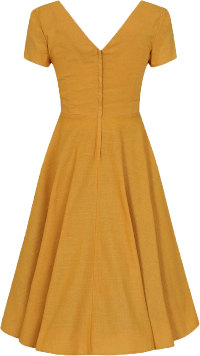 Collectif_MARIA_Vintage_PLAIN_V-Neck_Kurzarm_SWING_DRESS_Kleid_Senfgelb-3oJMOKrnmR1Ww1