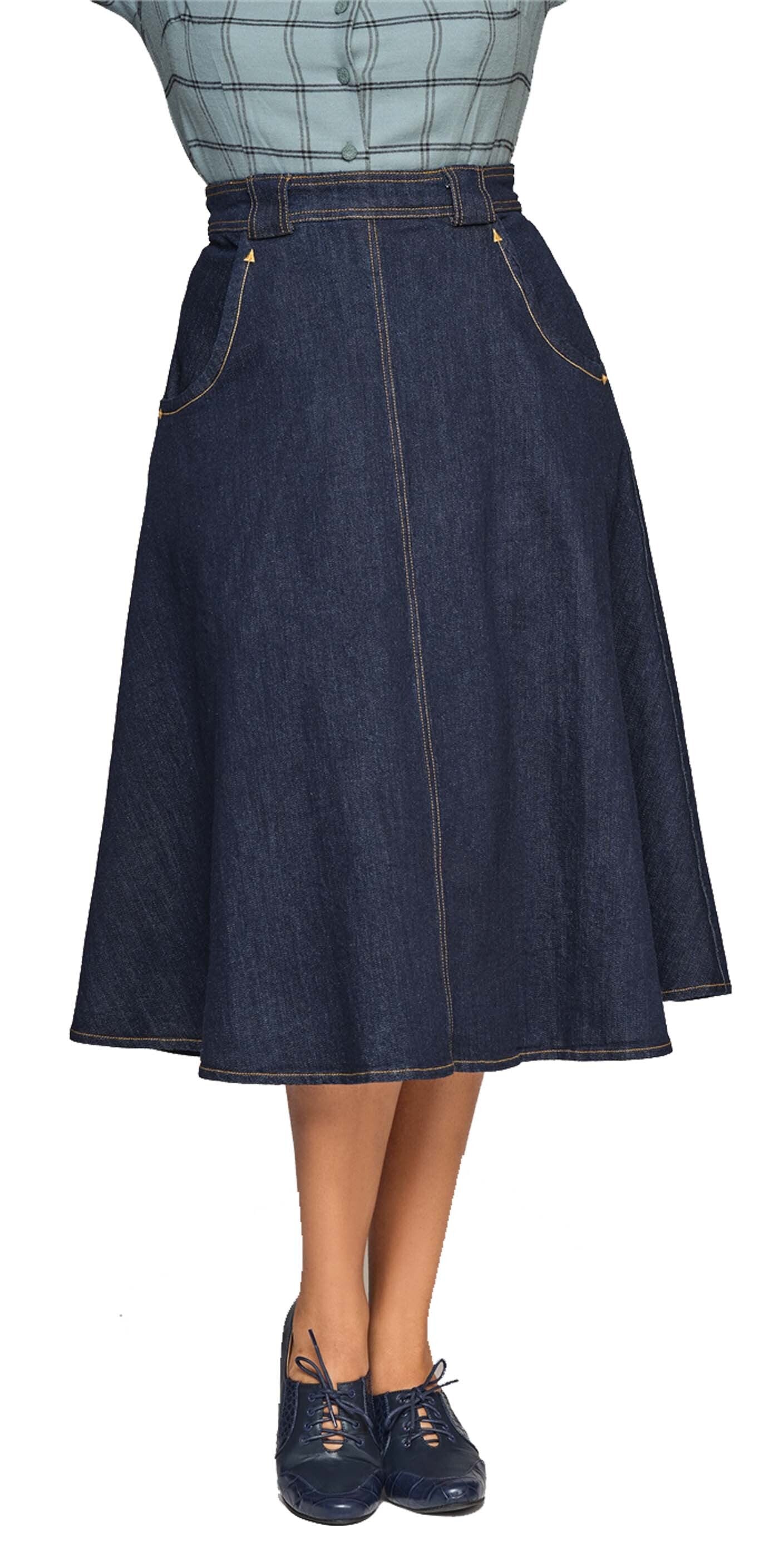 Collectif_MARIE-SUE_DENIM_Jeans_Flared_ARROW_Classic_JEANSROCK_-_Blau-4