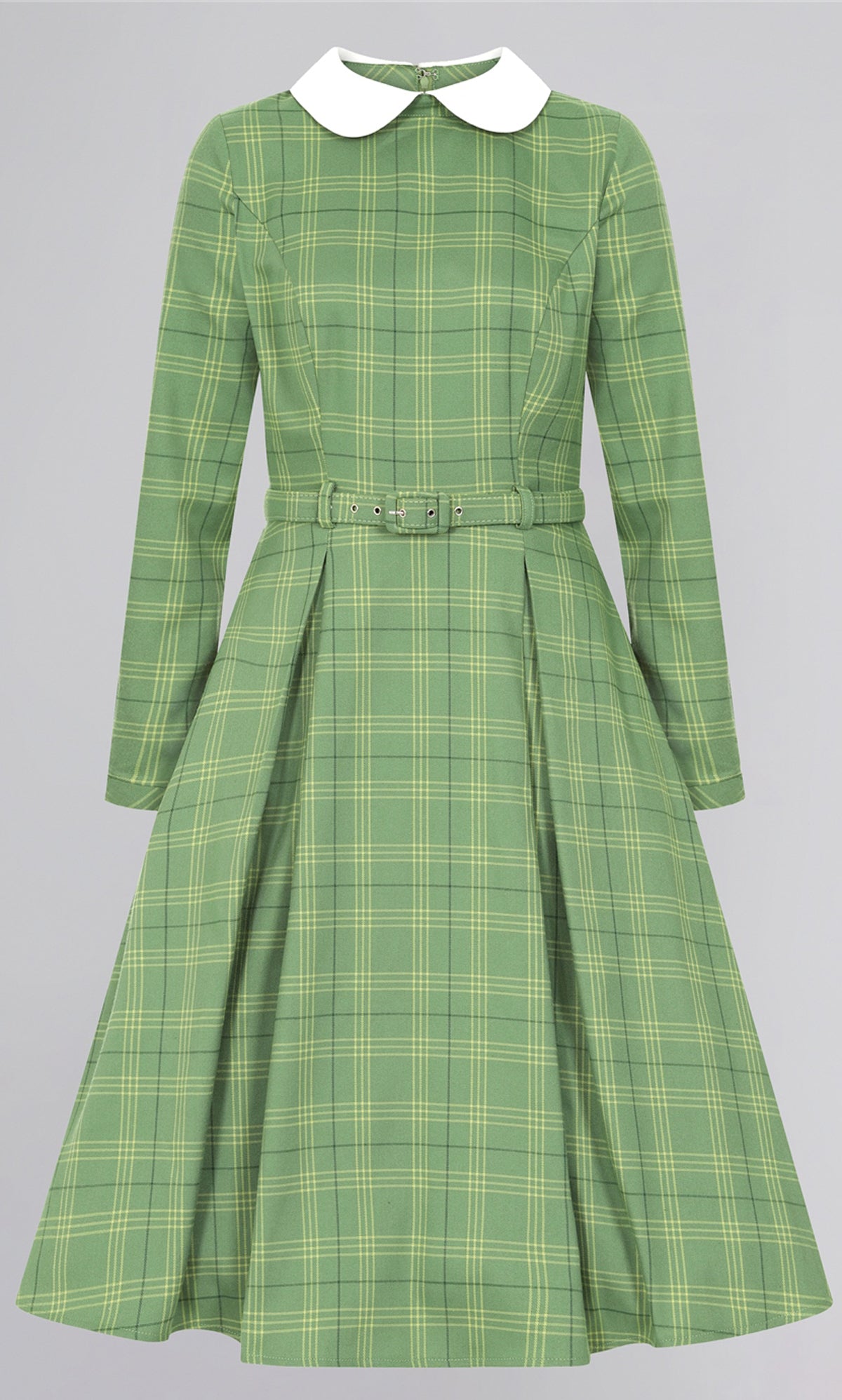 Collectif_MARIKA_LEAF_CHECK_Tartan_Karo_Peter_Pan_Collar_Vintage_Langarm_SWING_DRESS_Kleid-2