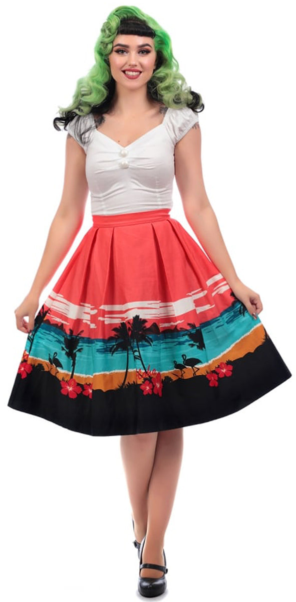 Collectif_MARILU_Tropical_Island_ALOHA_Palm_Flamingo_SWING_Skirt_ROCK-1