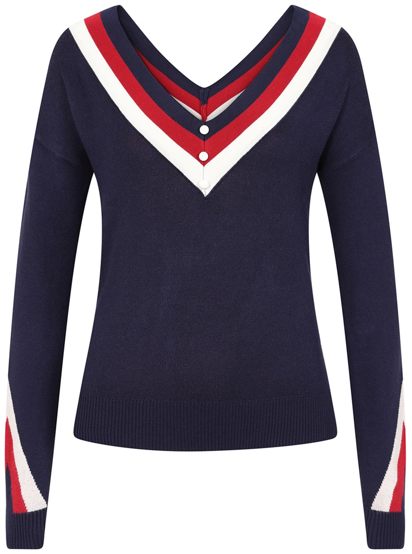 Collectif_NUMA_SAILOR_KNITTED_Vintage_V-NECK_LANGARM_Feinstrick_PULLOVER_Oberteil_-_Blau_killer_kirsche_2