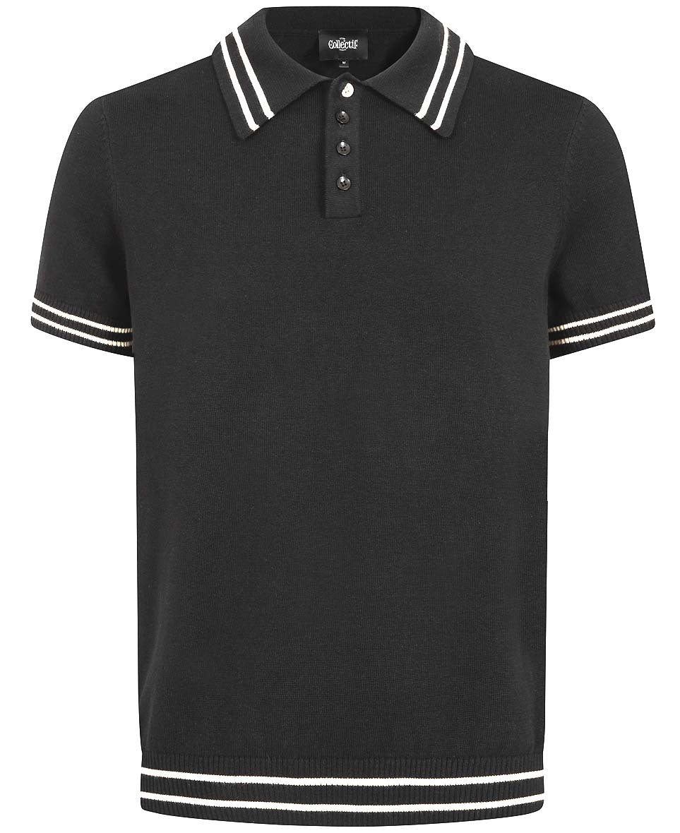 Collectif_PABLO_Vintage_PLAIN_Stripe_EDGE_Knitted_Kurzarm_POLO_SHIRT_Schwarz_killer_kirsche_2uFFa6ZMXFqGdy