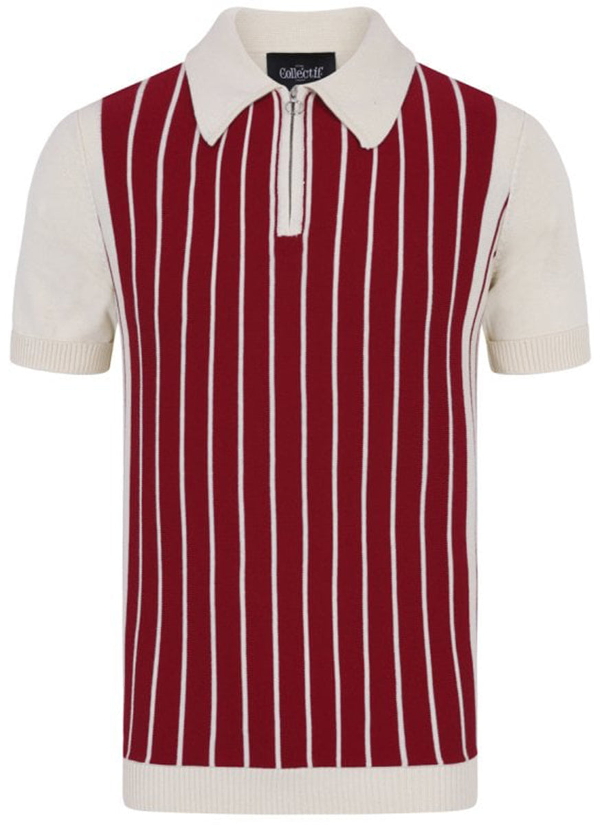 Collectif_PABLO_Vintage_STRIPED_Zip_Up_Knitted_POLO_SHIRT_Creme-Rot-2