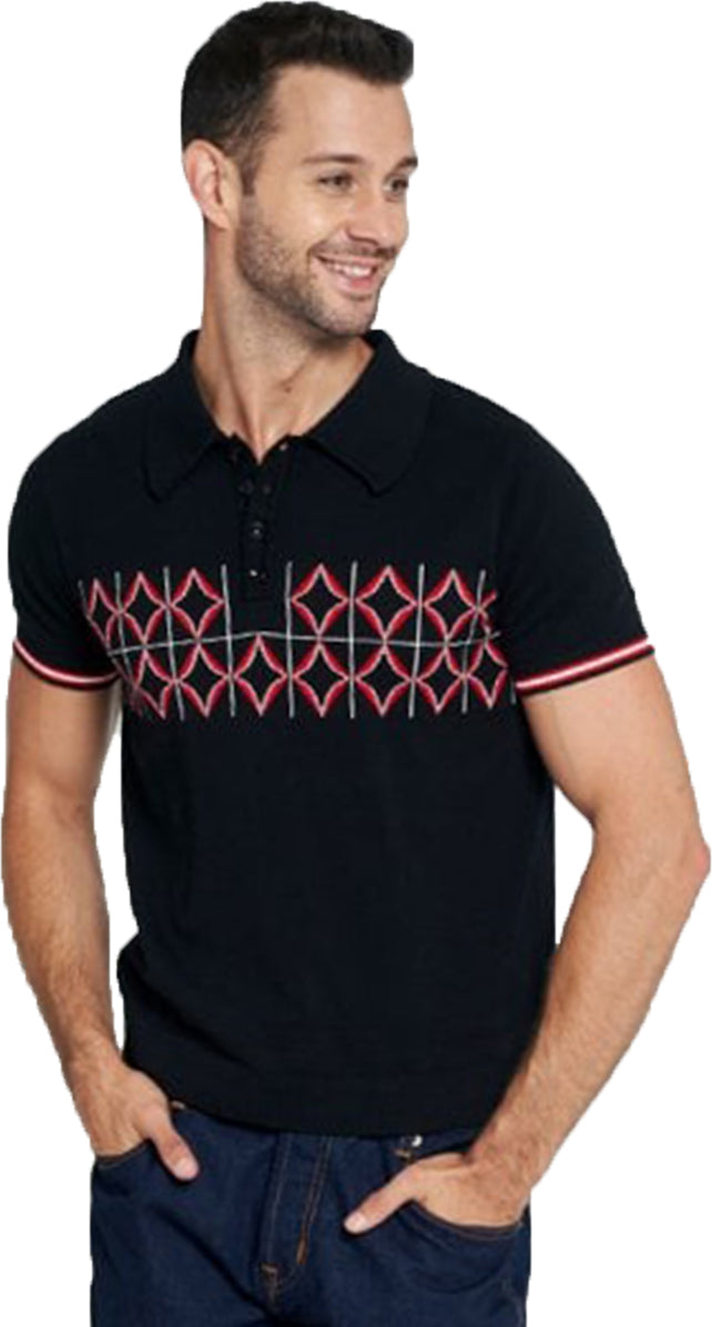 Collectif_PERU_Vintage_50s_DIAMOND_Feinstrick_Kurzarm_POLO_SHIRT_Oberteil-1
