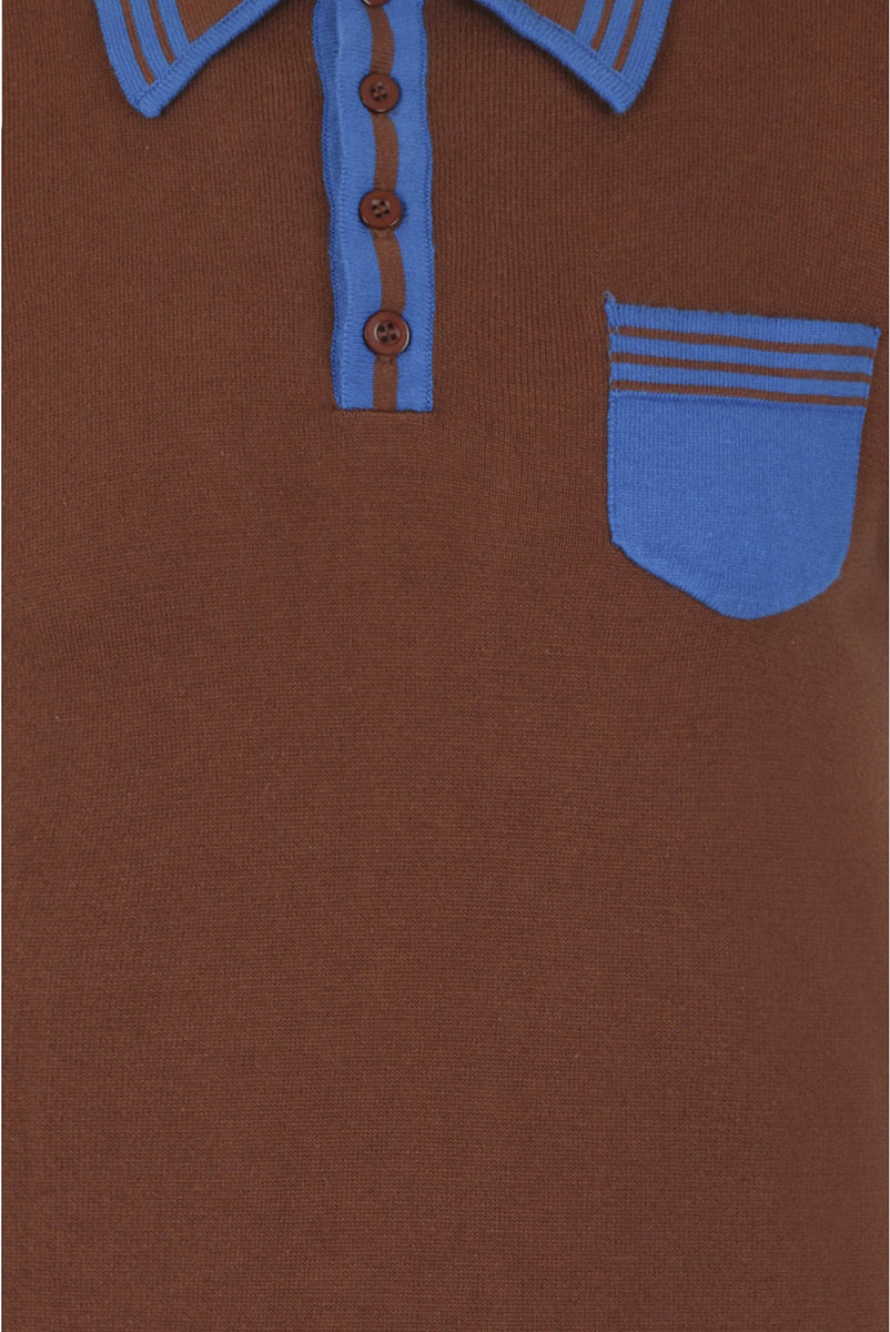 Collectif_PERU_Vintage_STREIFEN_Feinstrick_Kurzarm_POLO_SHIRT_Braun-Blau-41ObwoRP1Coklo