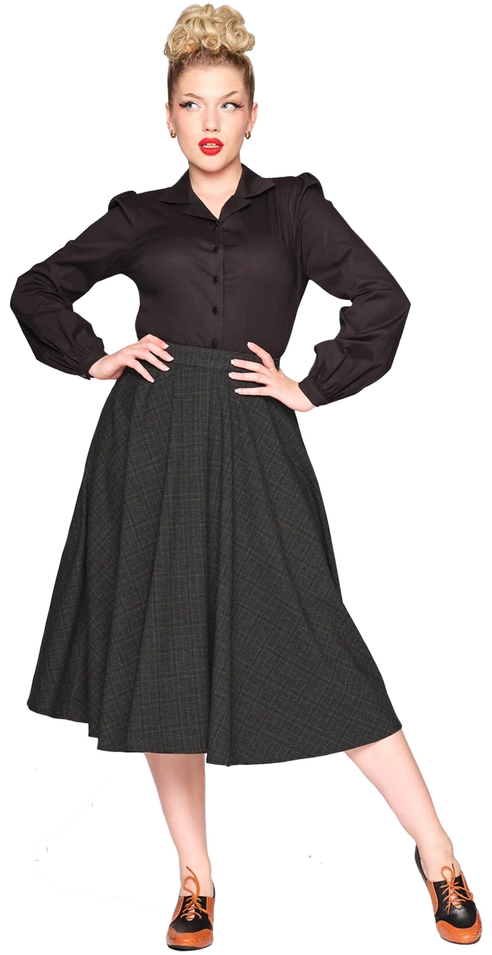 Collectif_PROFESSOR_CHECK_Vintage_Karo_Glencheck_HIGH_WAIST_50s_SWING_SKIRT_Tellerrock-3