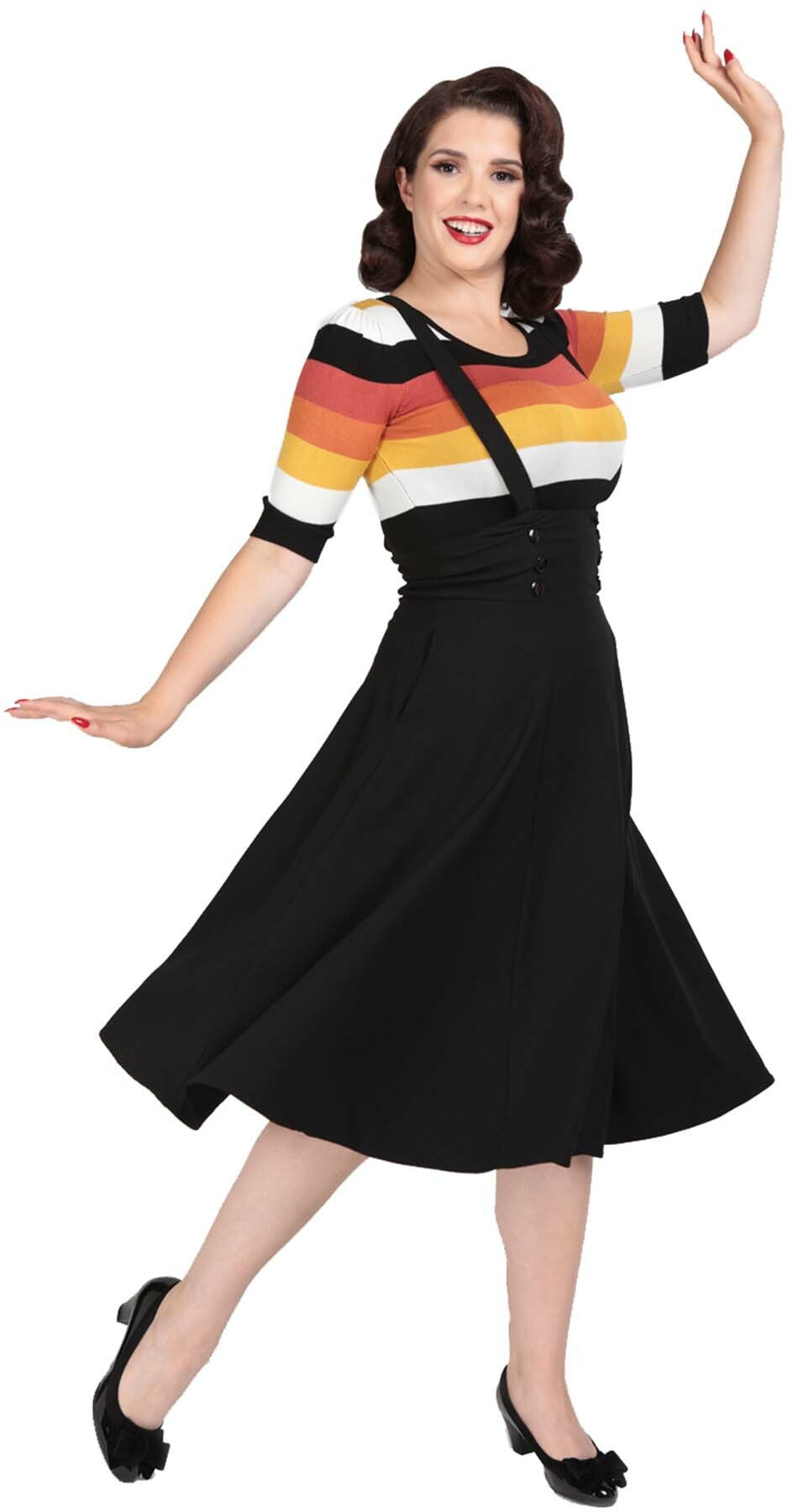 Collectif_RONNIE_50s_PLAIN_Basic_TRaeGER_Suspenders_SWING_SKIRT_Rock_Schwarz_killer_kirsche_1