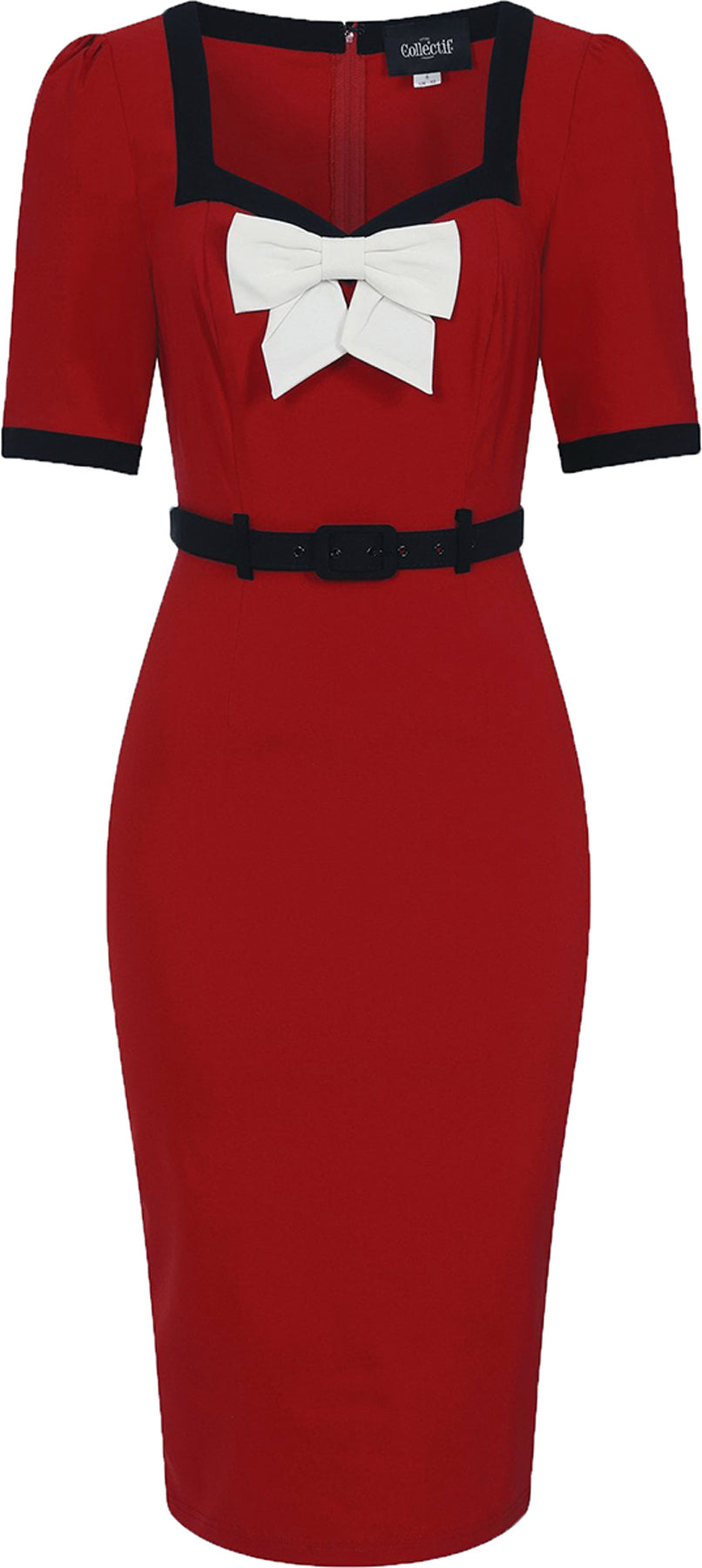 Collectif_SADIE_Retro_BIG_BOW_50s_Halbarm_Bleistiftkleid_PENCIL_DRESS_Rot_killer_kirsche