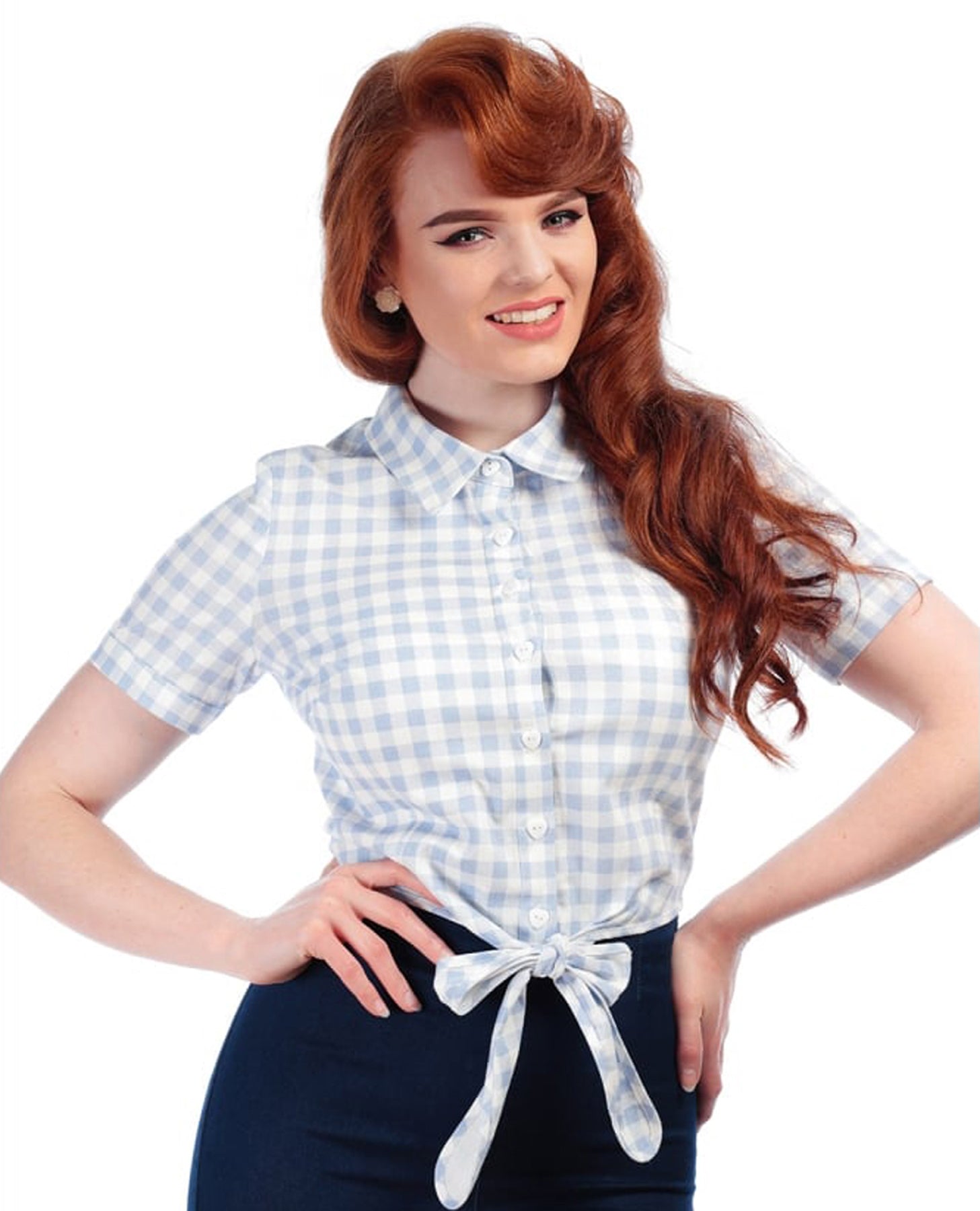 Collectif_SAHMMY_Vintage_GINGHAM_Tie_Denim_BLOUSE_Bluse_SHIRT_killer_kirscheE2mVwCNYyJzei