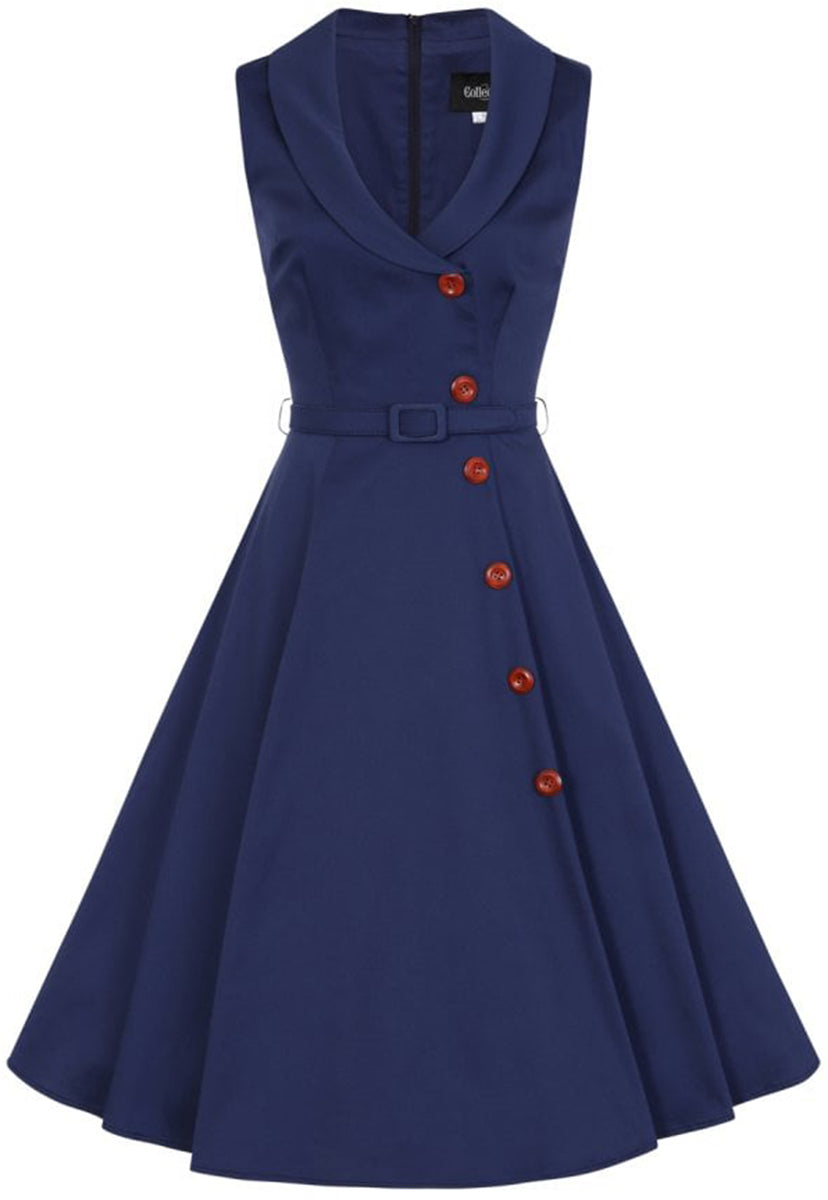 Collectif_SARA_Vintage_PLAIN_Collar_BUTTON_Retro_SWING_Dress_KLEID-2